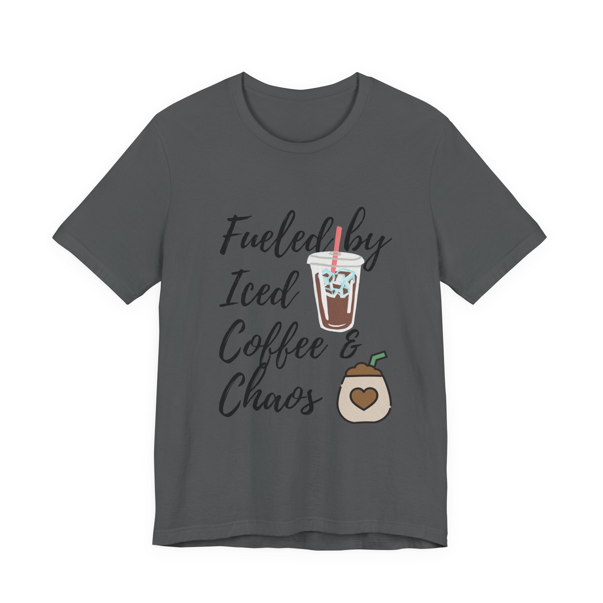 Coffee Lover Unisex T-Shirt - 'Fueled by Iced Coffee & Chaos'
