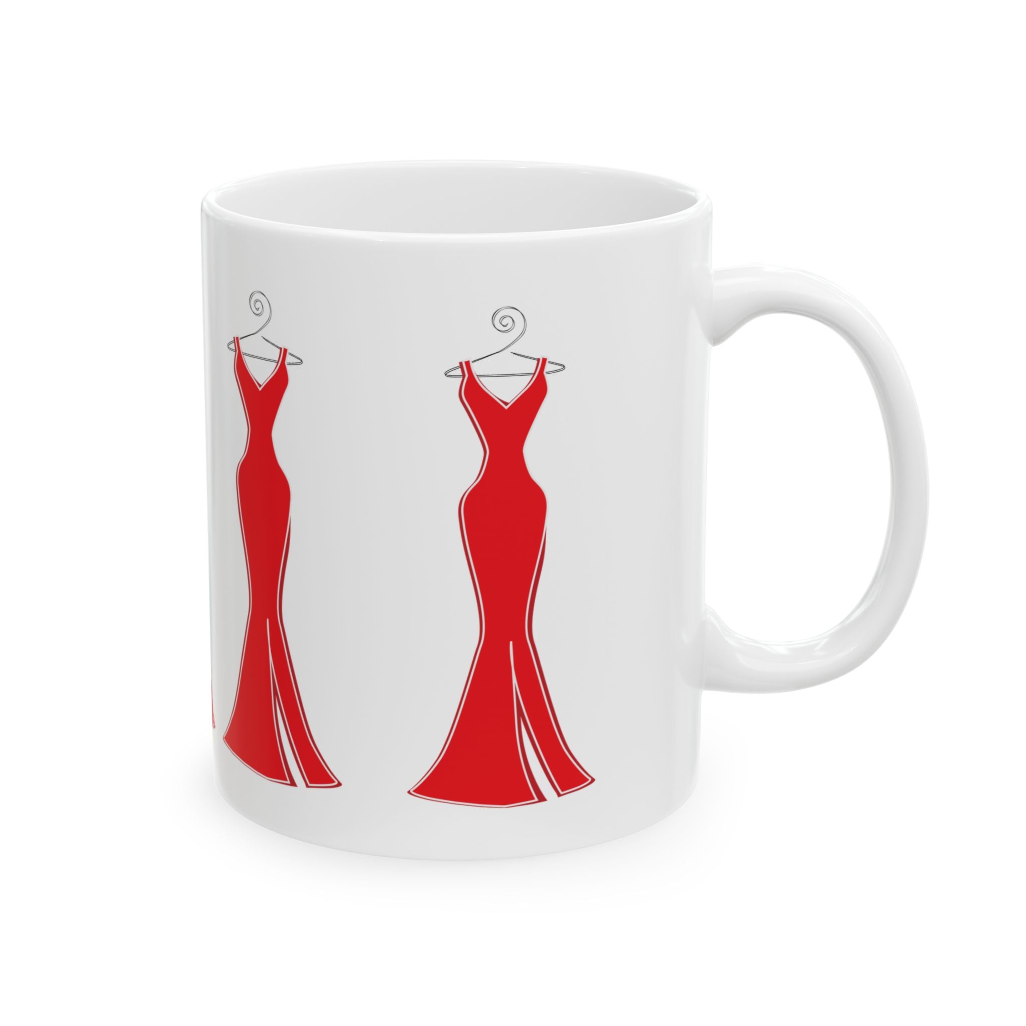 Crimson Elegance Mug – Red Gown Fashion Coffee Cup