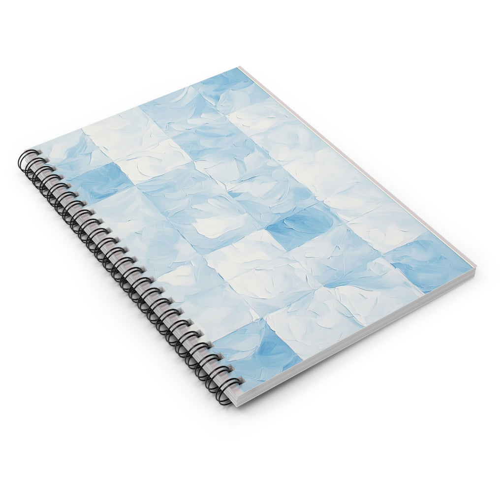 Cloud Tile Spiral Notebook – Soft Blue Minimal Grid Journal (6” x 8”)