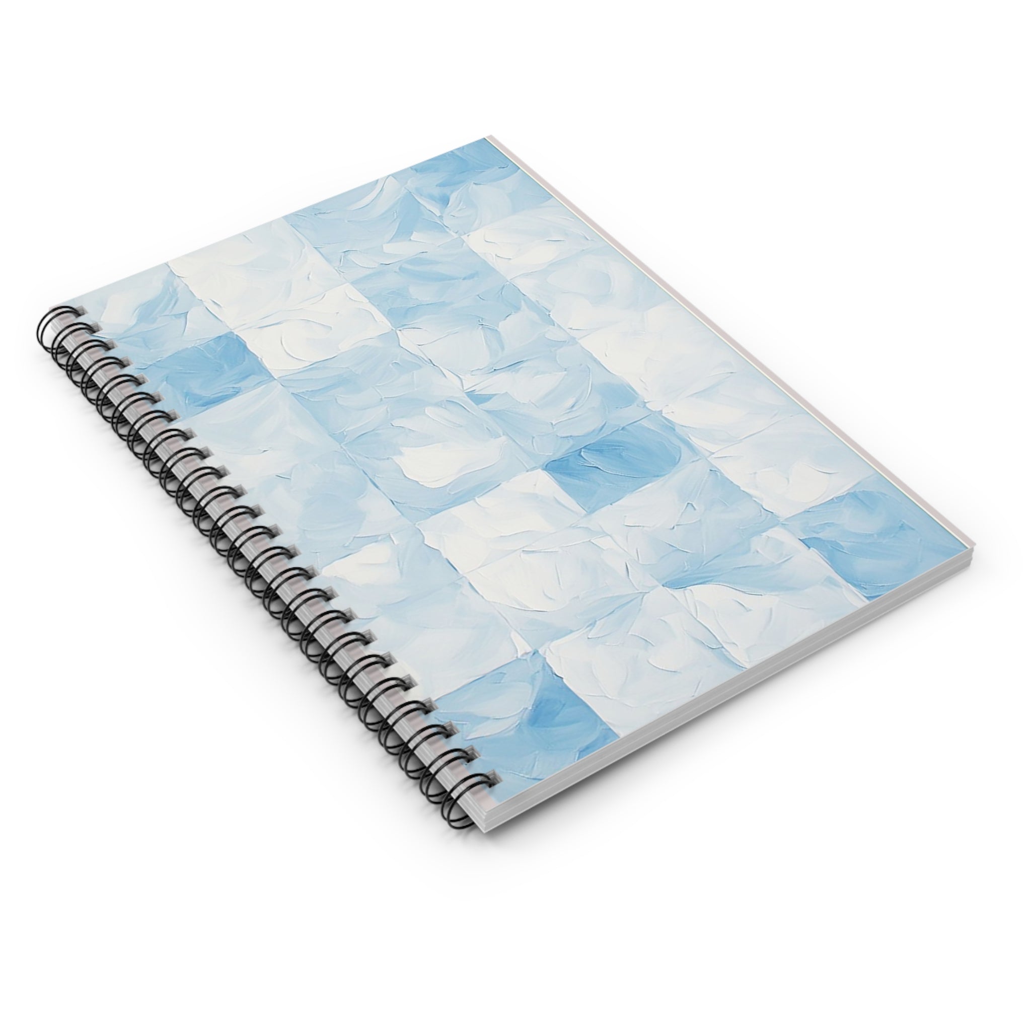 Cloud Tile Spiral Notebook – Soft Blue Minimal Grid Journal (6” x 8”)