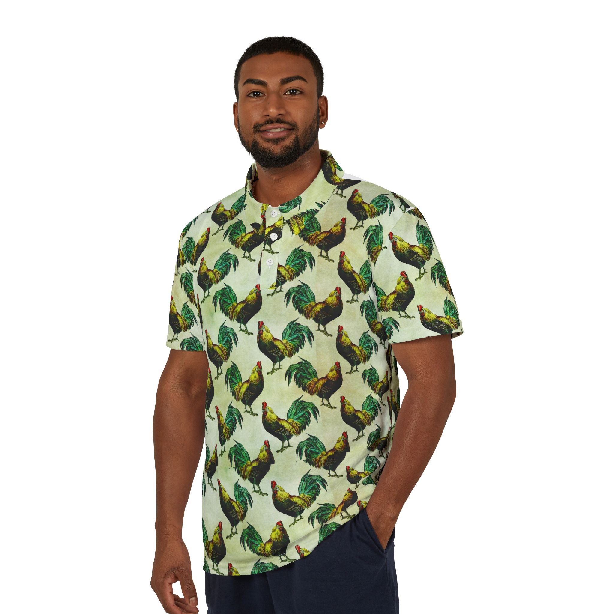 Rooster Parade – Vintage Farmyard Polo Shirt