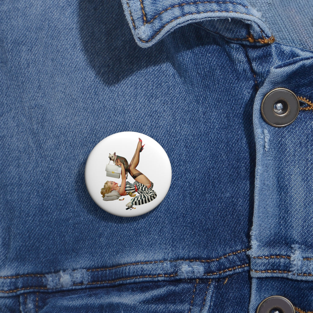 Zebra Print Pin-Up Girl Pin – Retro Vintage Girl Button