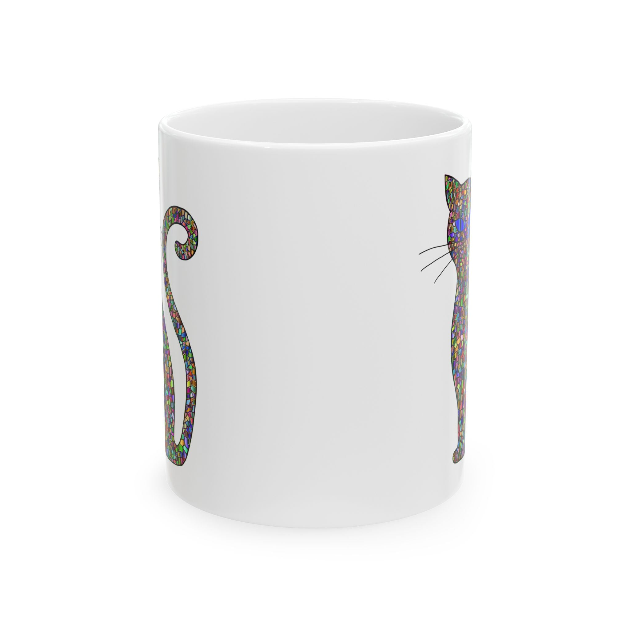 Prismatic Cat Mug – Vibrant Mosaic Art Coffee Cup