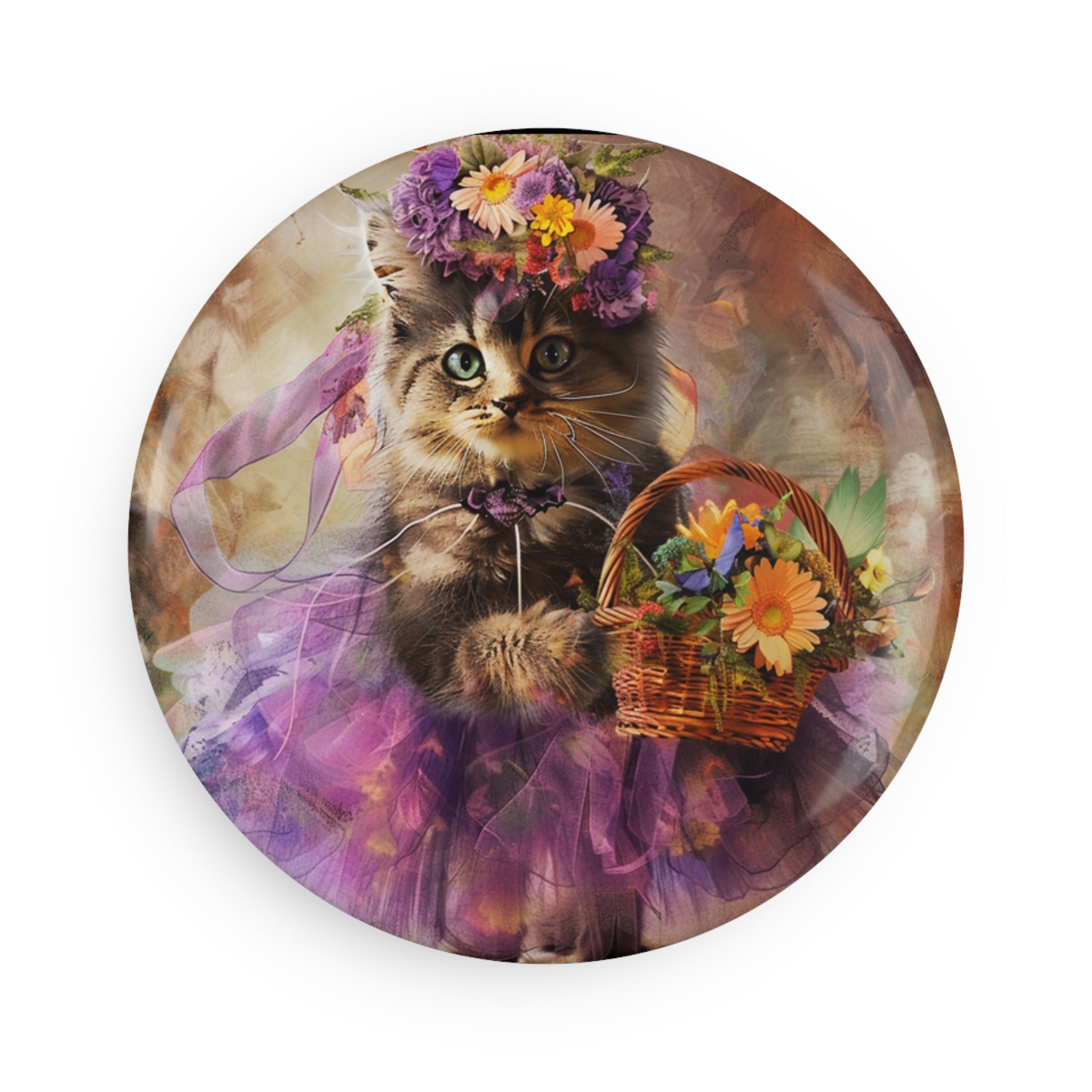 Boho Blossom Kitten Magnet – Floral Bohemian Cat Aesthetic Decor