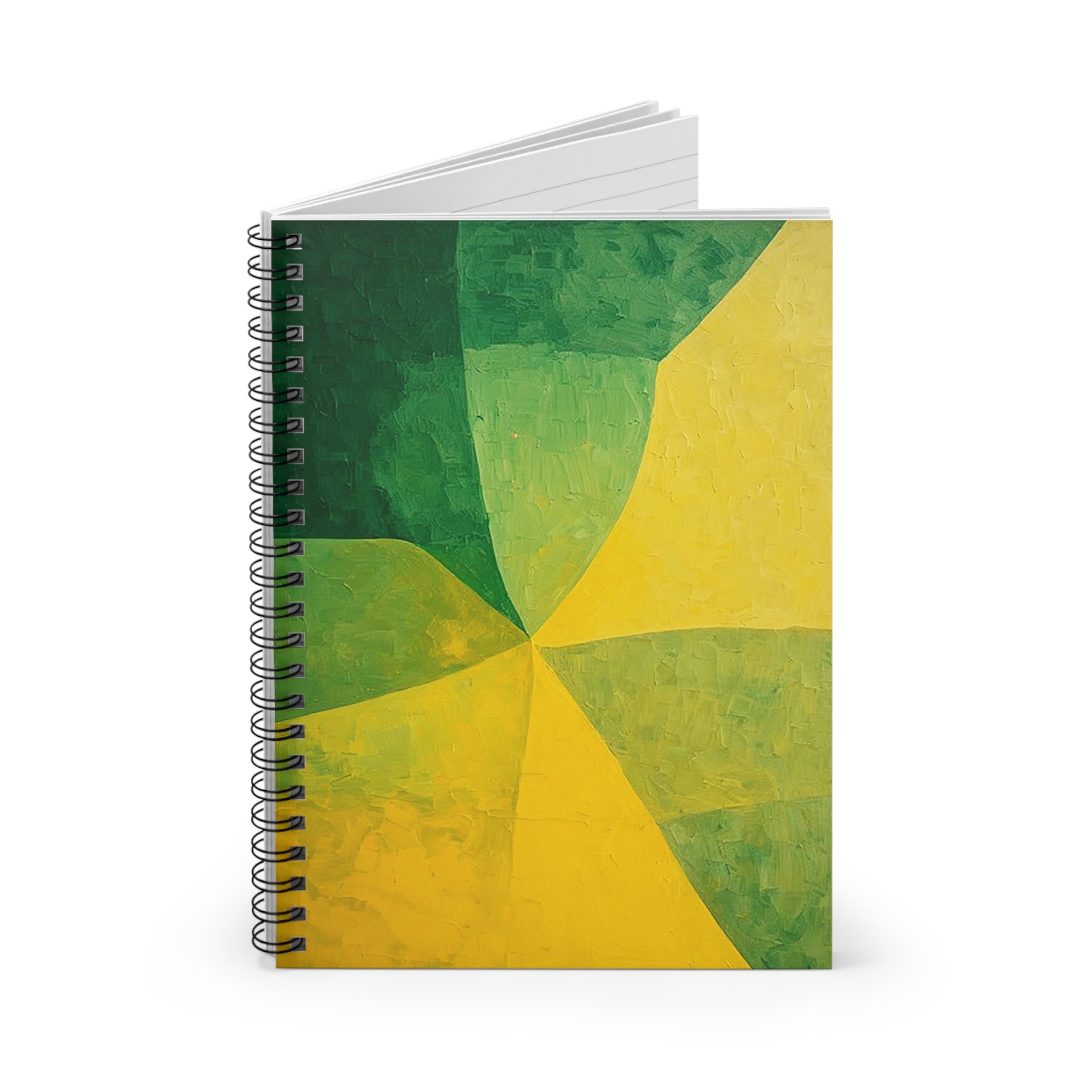 Citrus Flow Spiral Notebook – Green & Gold Abstract Minimal Journal (6” x 8”)