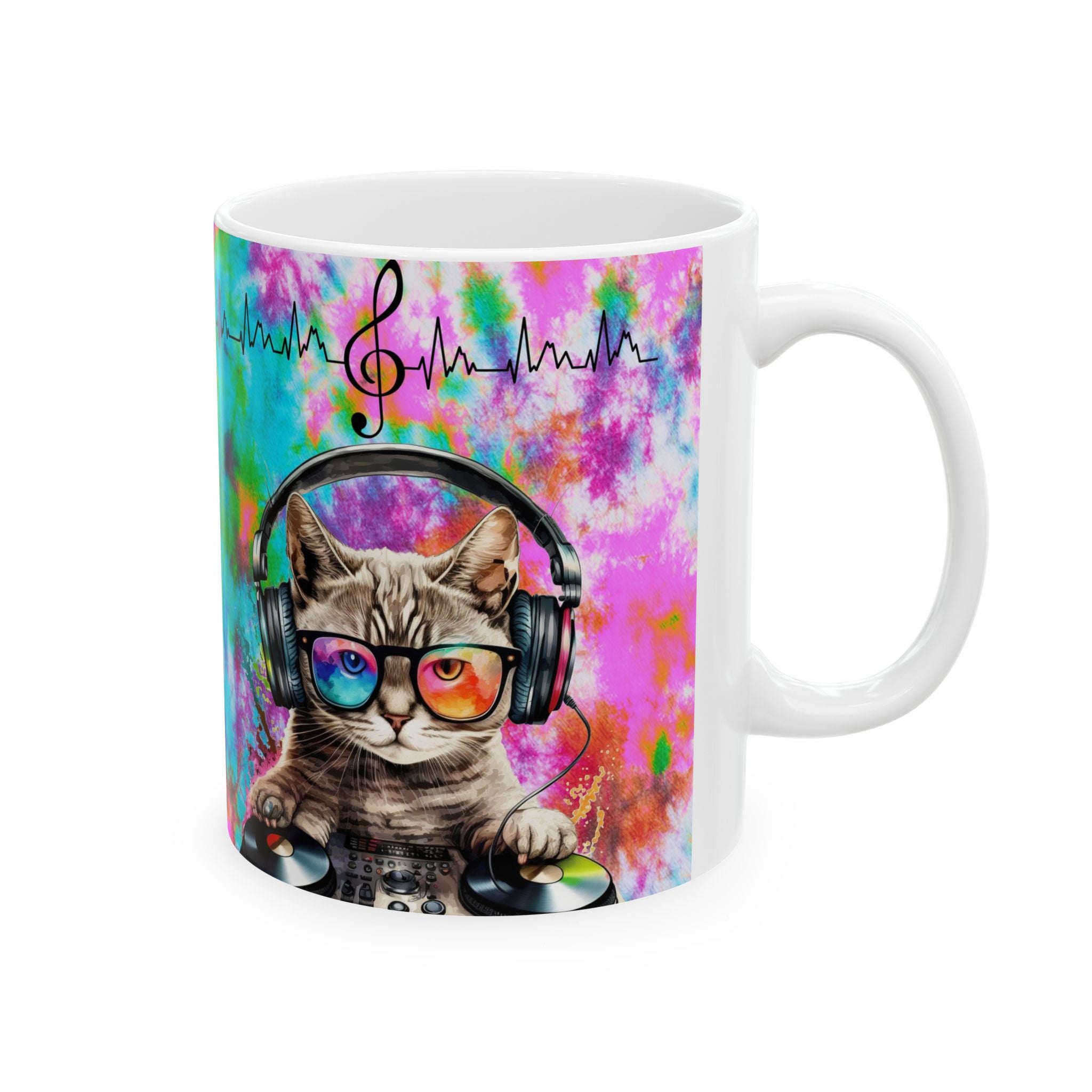 DJ Cat Music Mug – Colorful Beat Lover Coffee Cup