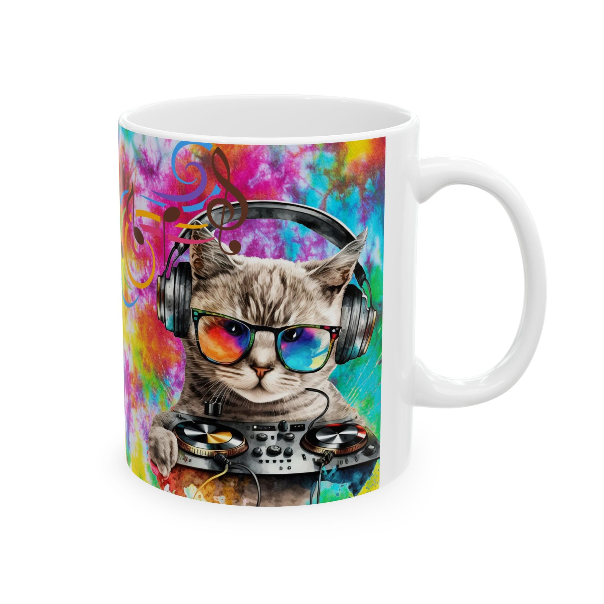 Drop the Beat DJ Cat Mug – Colorful Music Lover Coffee Cup