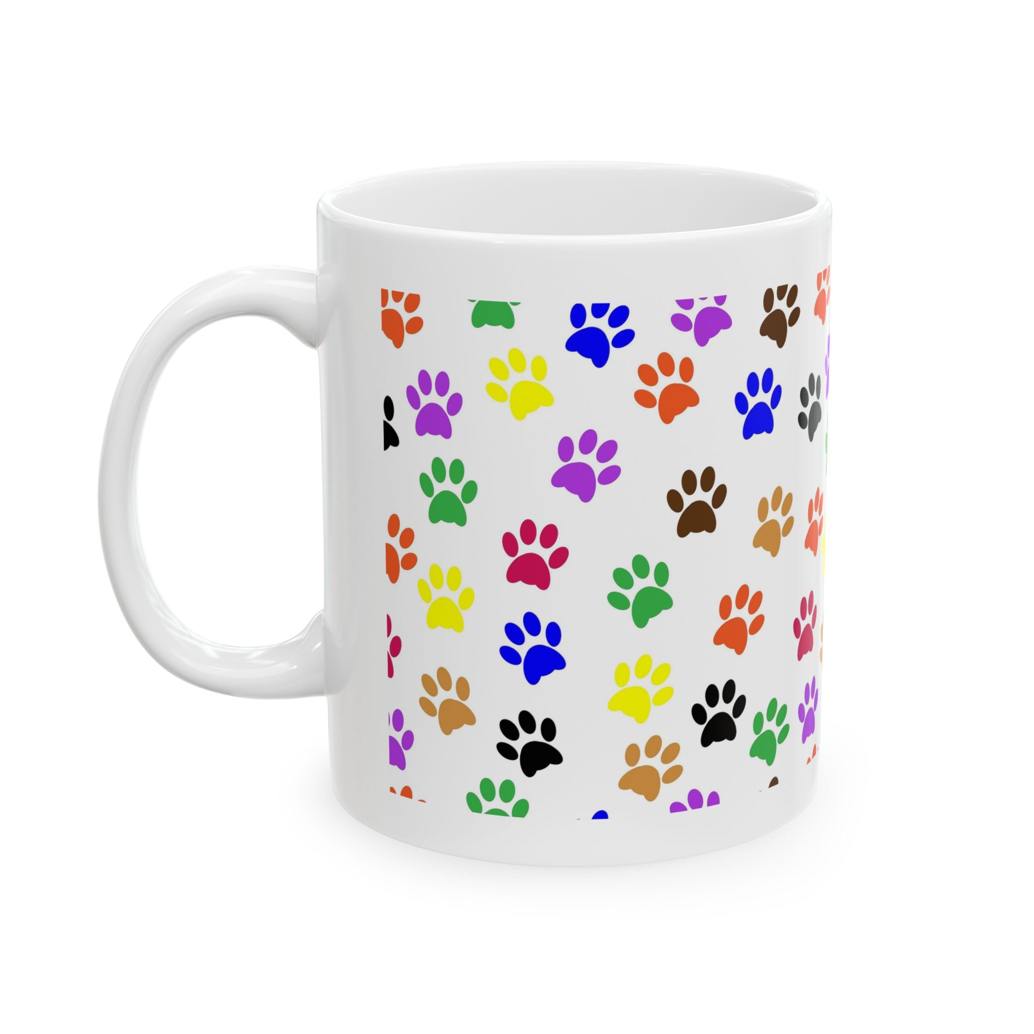 Colorful Paw Print Mug – Bright Pet Lover Coffee Cup
