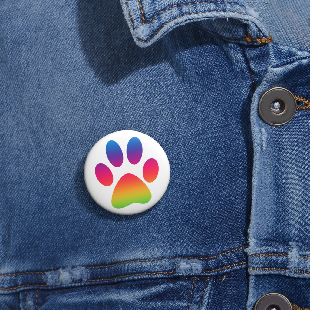 Rainbow Paw Print Button Pin – Colorful Pet Lover Accessory