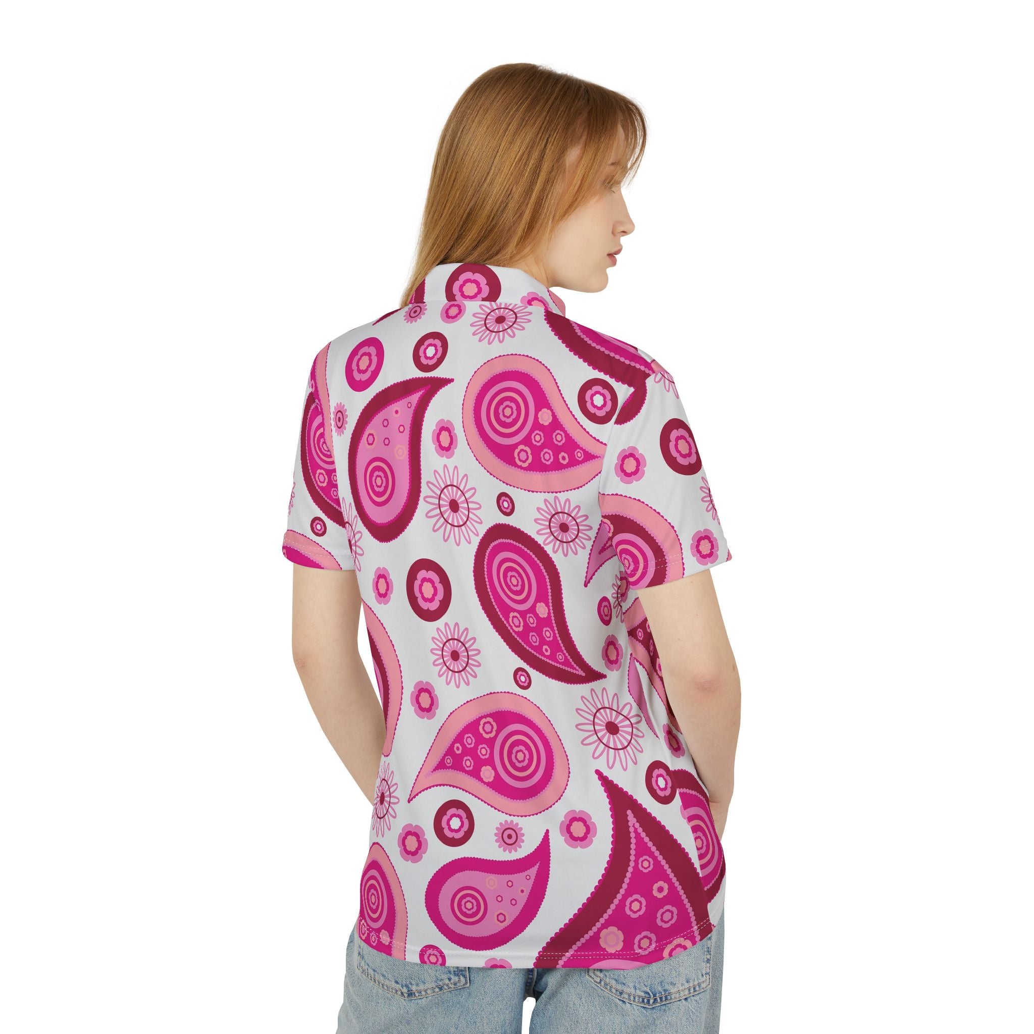 Retro Pink Paisley – Groovy Bloom Polo