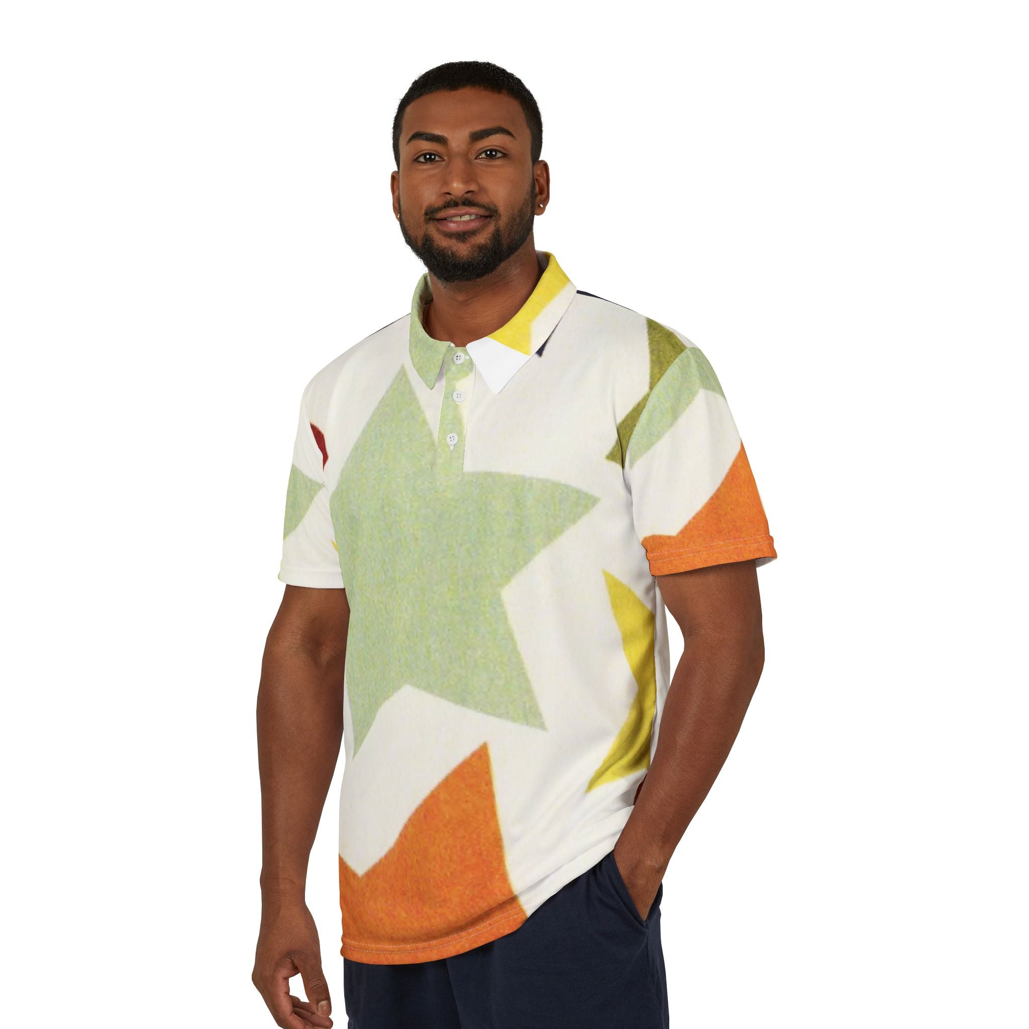 Retro Star Polo – Soft Abstract Geometry Shirt