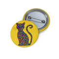 Mosaic Cat Pin – Rainbow Mosaic Cat Silhouette Bright Yellow Pop Art Button
