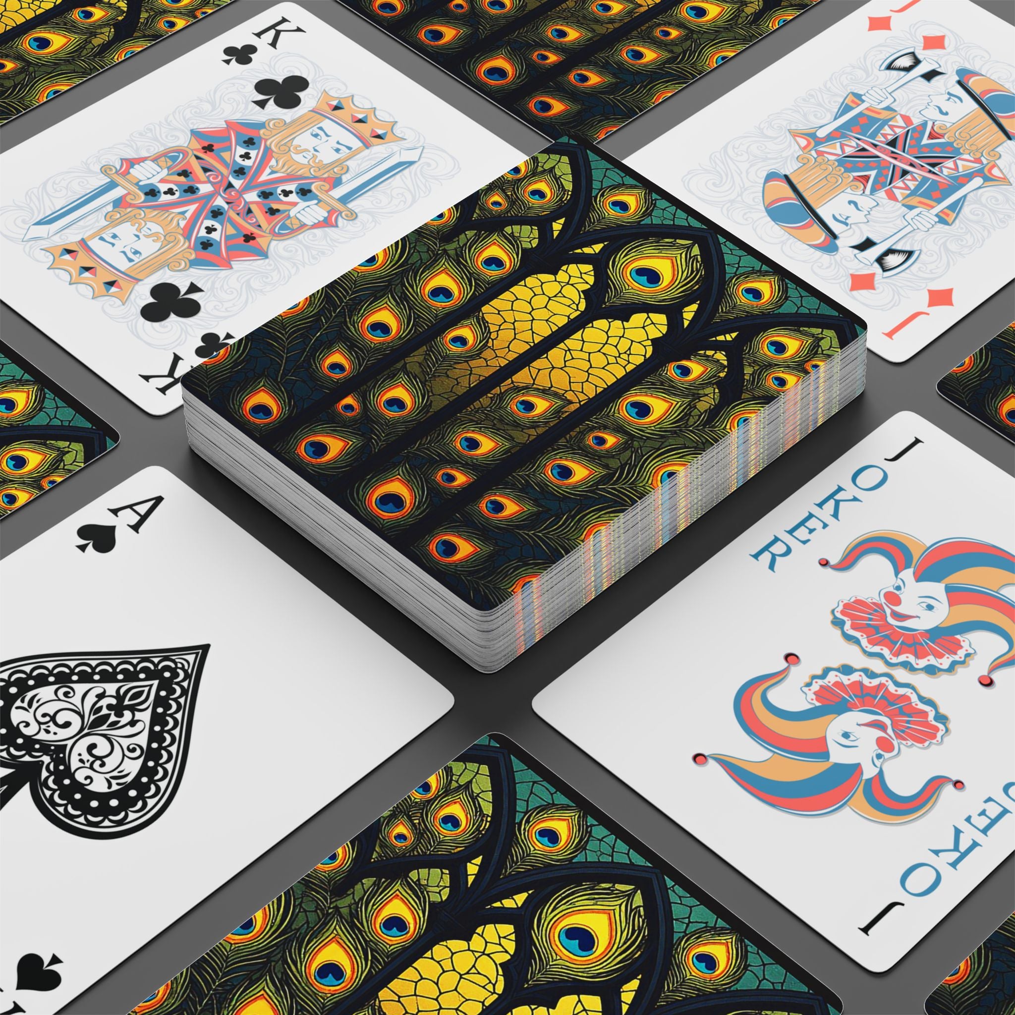 Peacock Cathedral Playing Cards – Stained Glass Luxe Deck