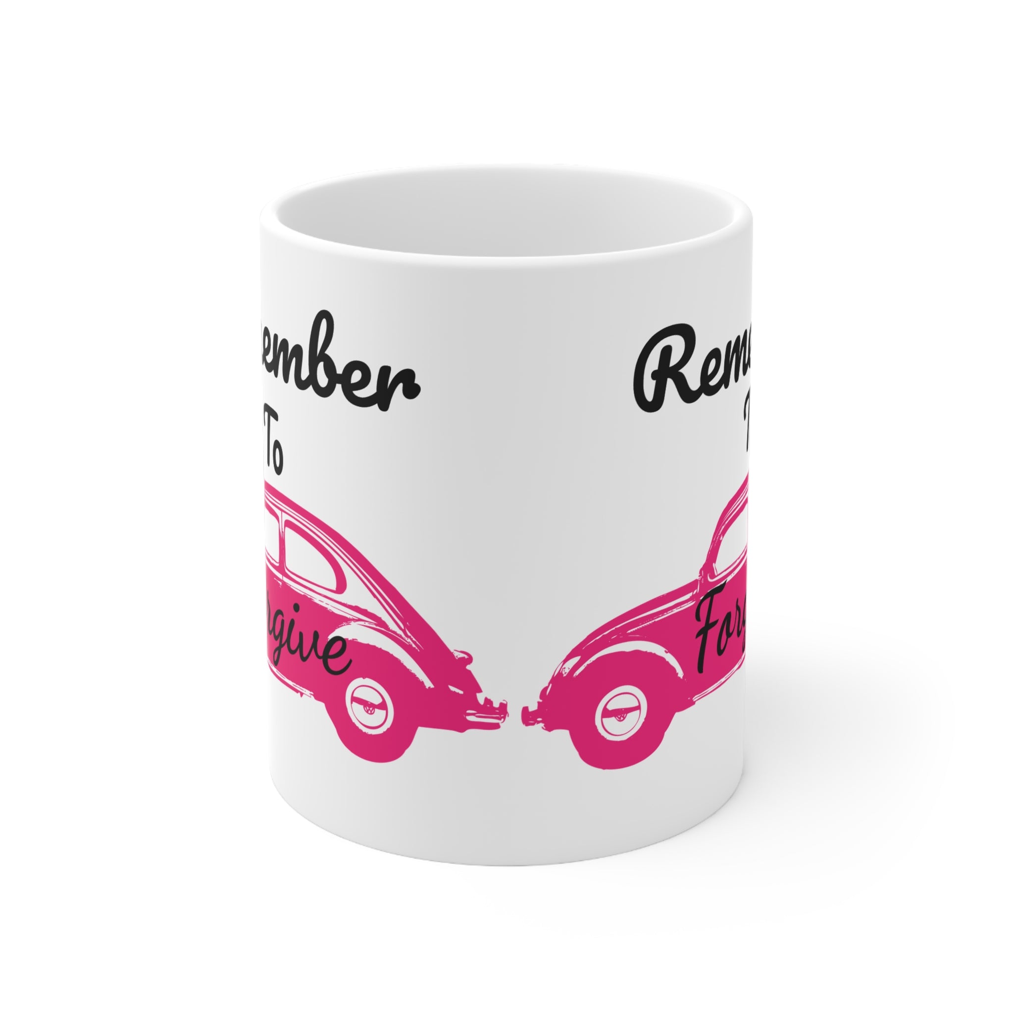 Remember to Forgive Mug – Vintage Pink Car Inspirational Coffee Cup