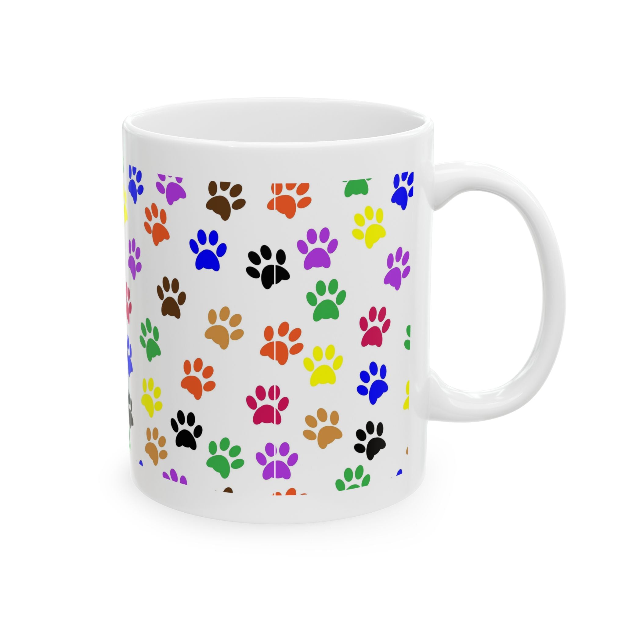 Colorful Paw Print Mug – Bright Pet Lover Coffee Cup