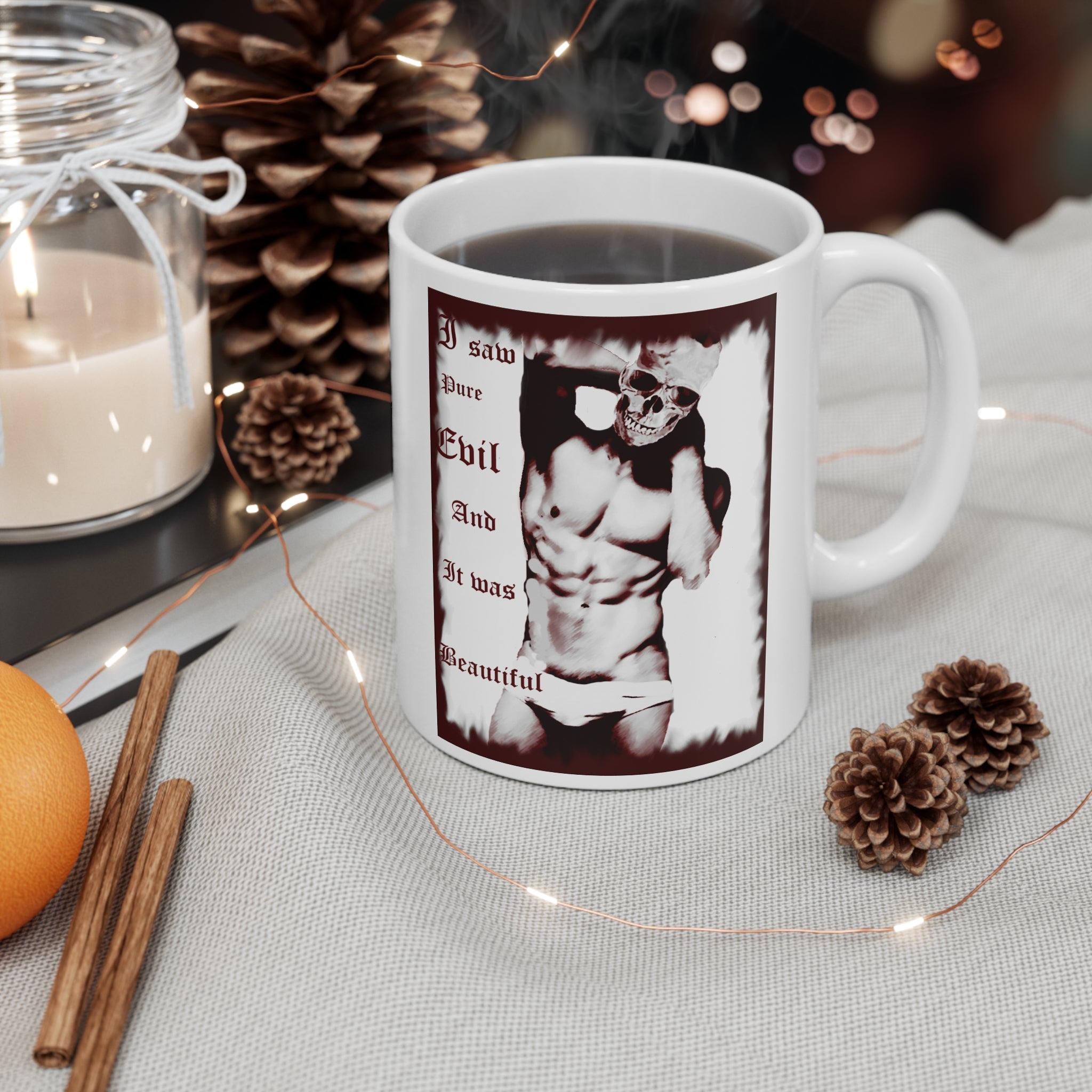 I Saw Pure Evil Mug – Dark Gothic Aesthetic Coffee Cup