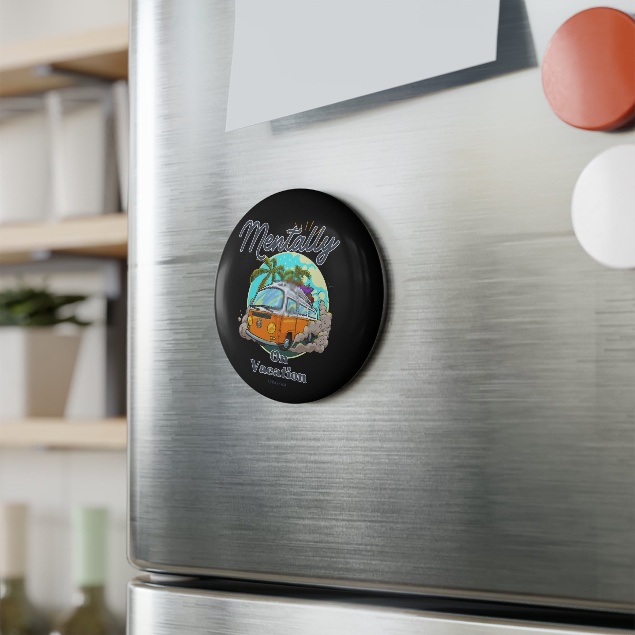 “Mentally On Vacation” Magnet – Retro Van Life Travel Design