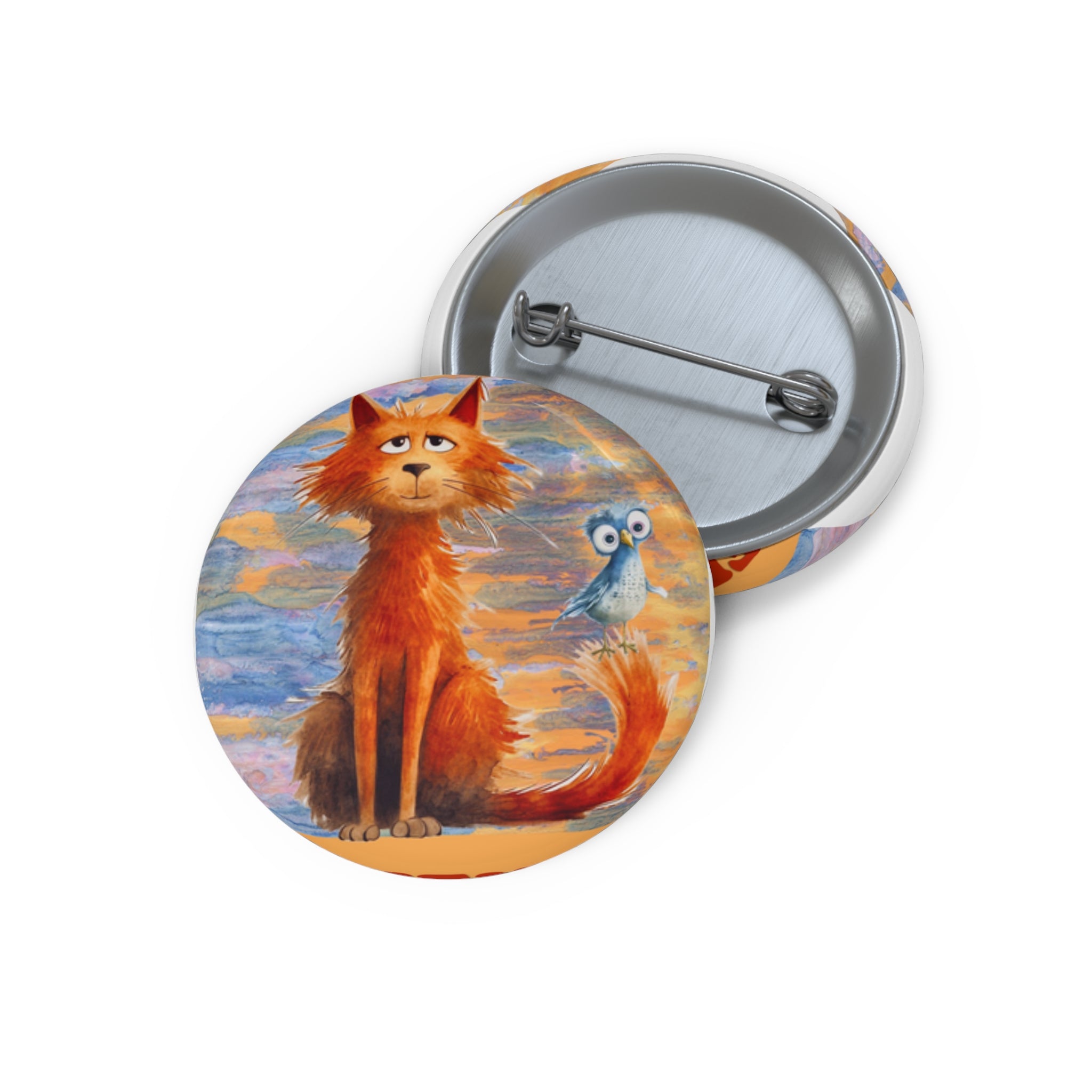 A sarcastic orange cat and its chaotic bird friend—perfect for adding humor and personality to your style.