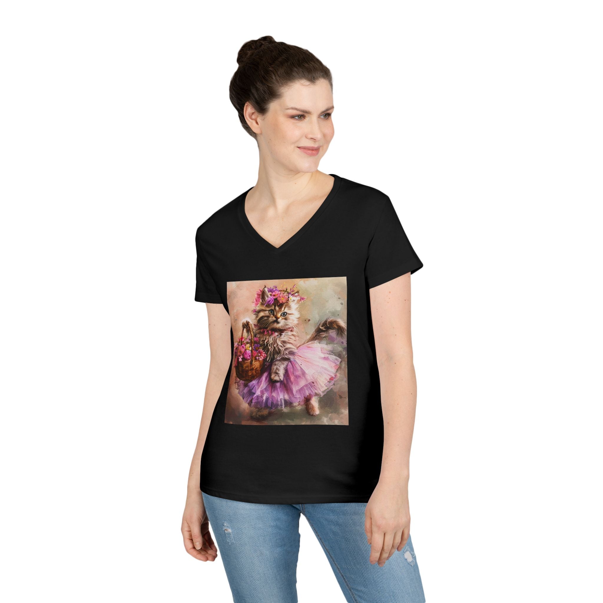 Blushing Petal Kitten – Twirl & Bloom Tee