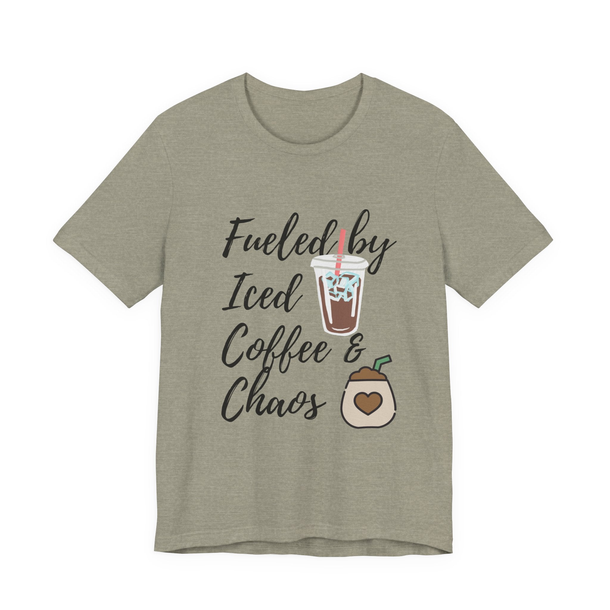 Coffee Lover Unisex T-Shirt - 'Fueled by Iced Coffee & Chaos'