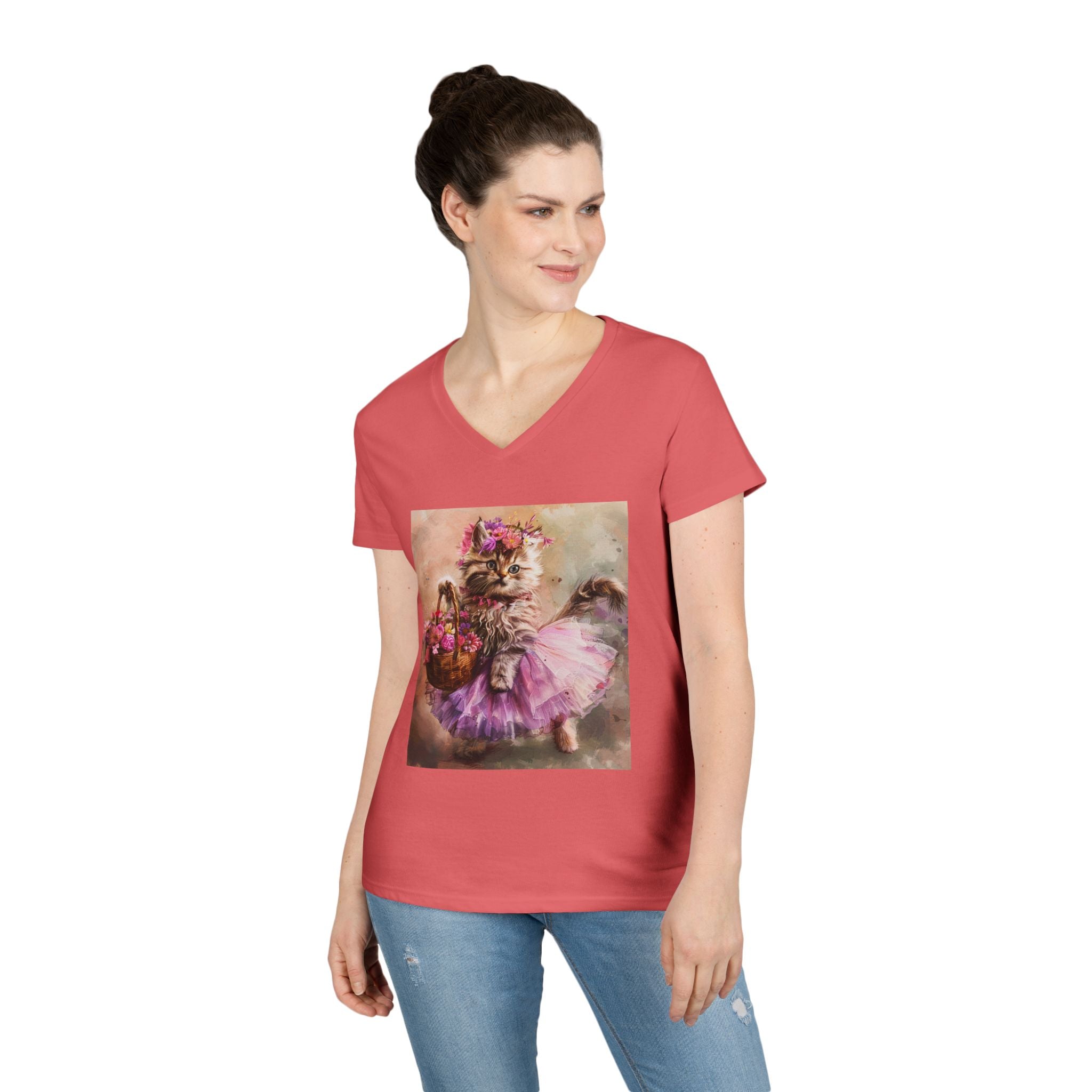 Blushing Petal Kitten – Twirl & Bloom Tee