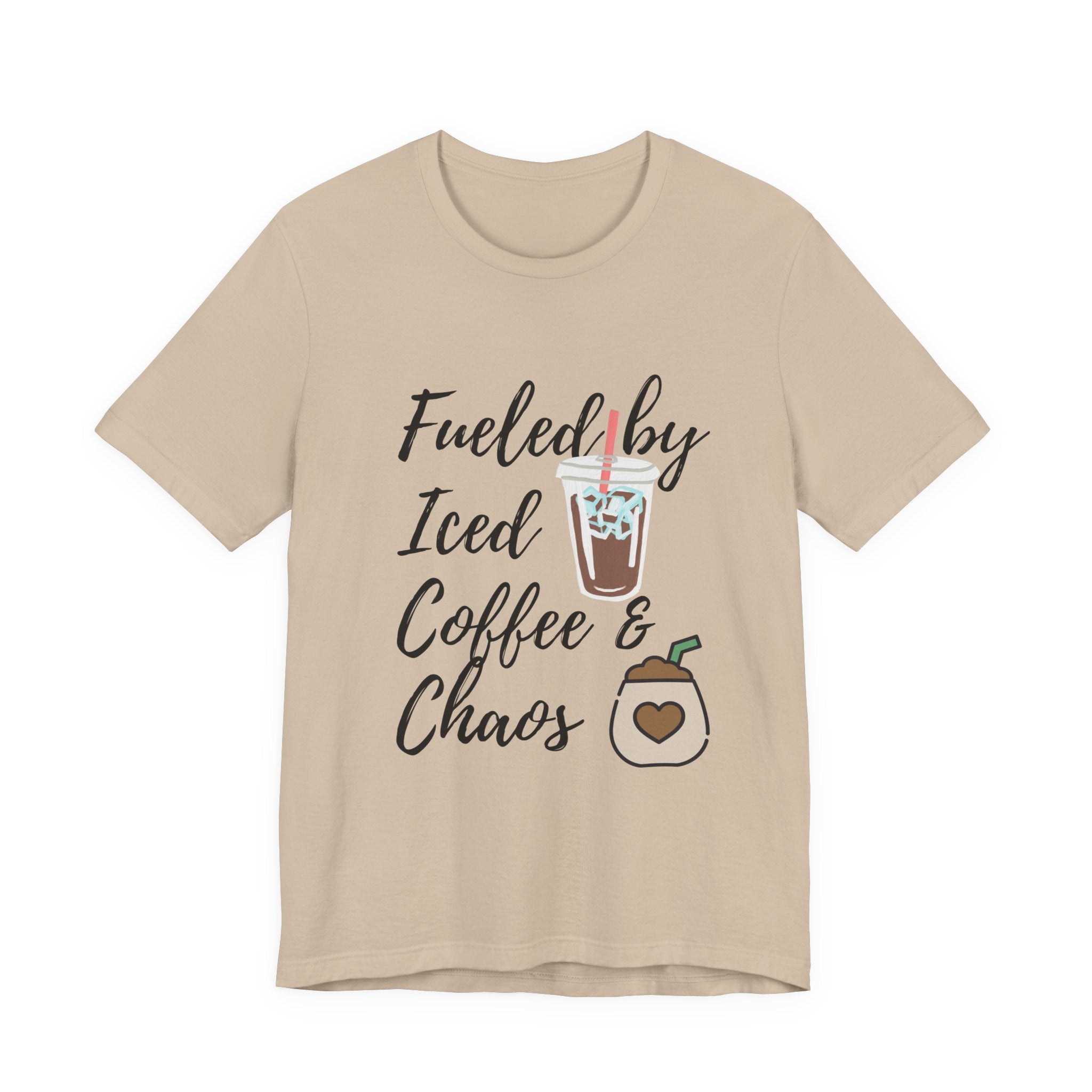 Coffee Lover Unisex T-Shirt - 'Fueled by Iced Coffee & Chaos'