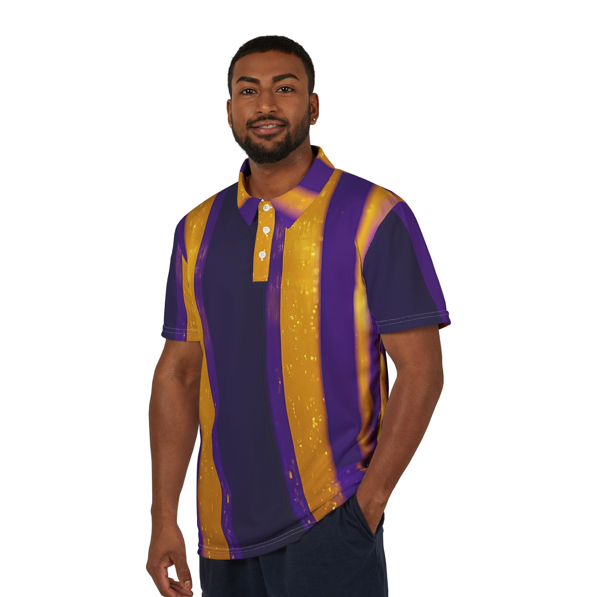 Royal Streak Polo – Gold & Purple Prestige Statement Shirt