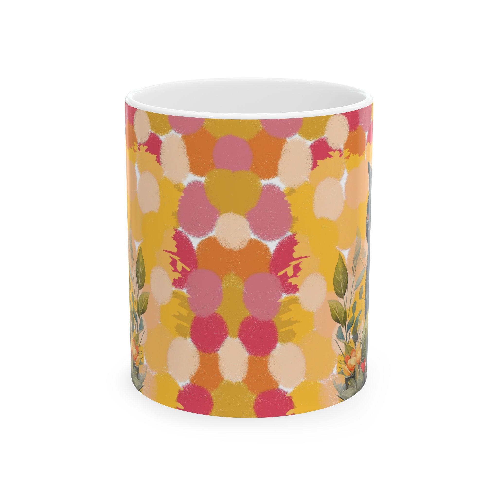 Mystic Black Cat Mug – Aesthetic Floral Cat Art Coffee Cup
