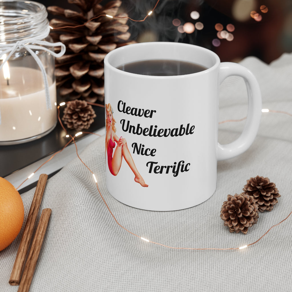 Clever & Terrific Mug – Retro Pin-Up Statement Cup