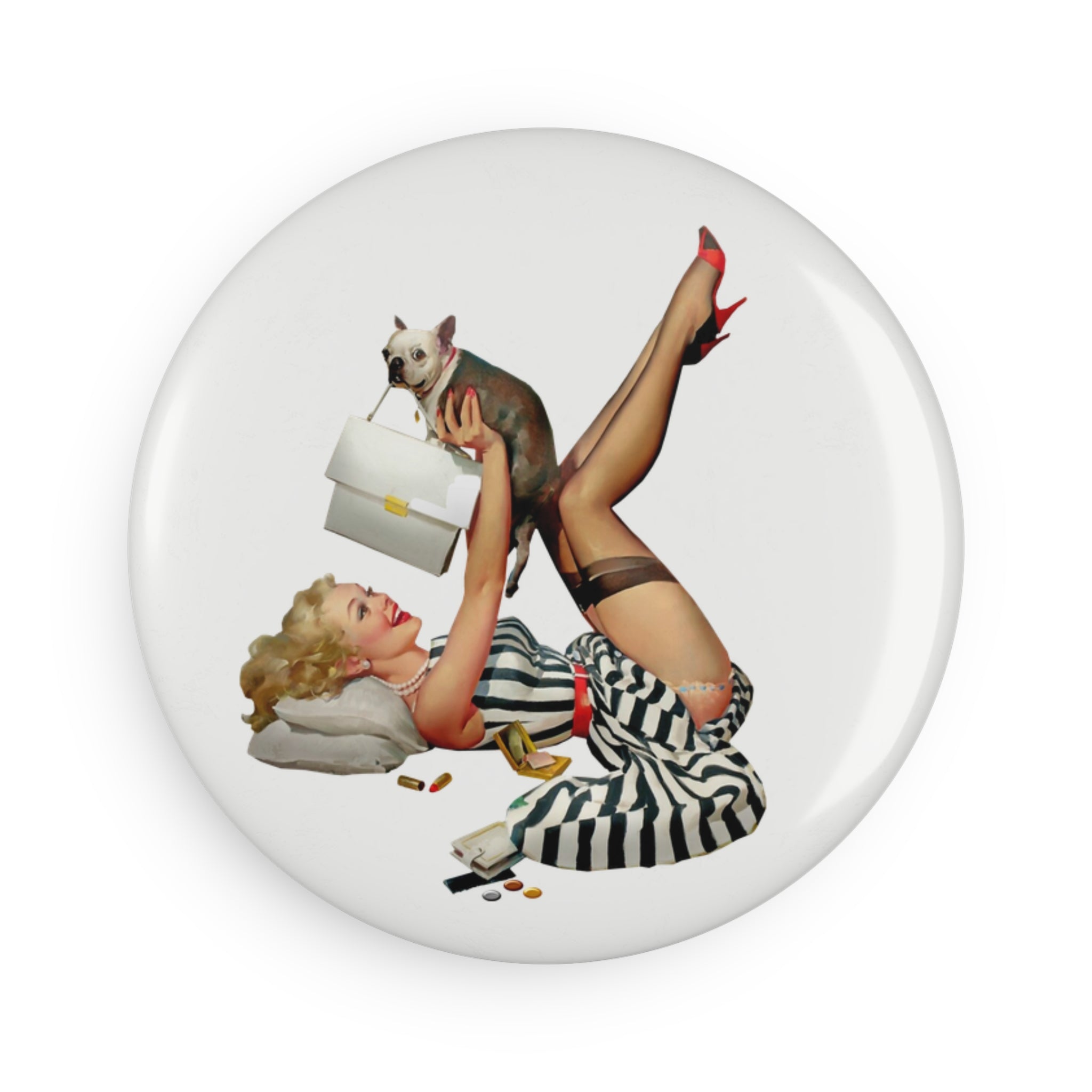 Zebra Print Pin-Up Girl Magnet – Retro Vintage Girl Art Decor