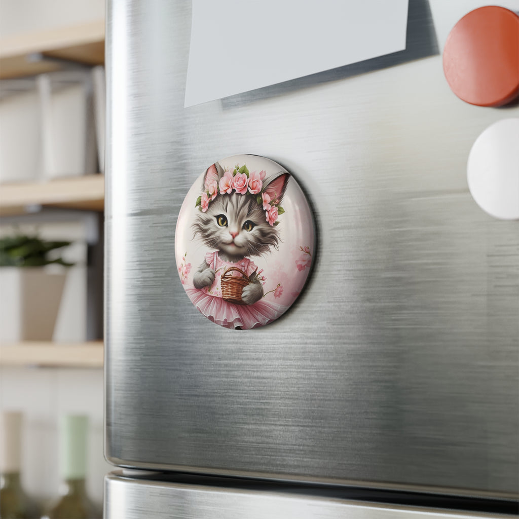 Petal Princess Kitten Magnet – Pink Floral Coquette Cat Aesthetic