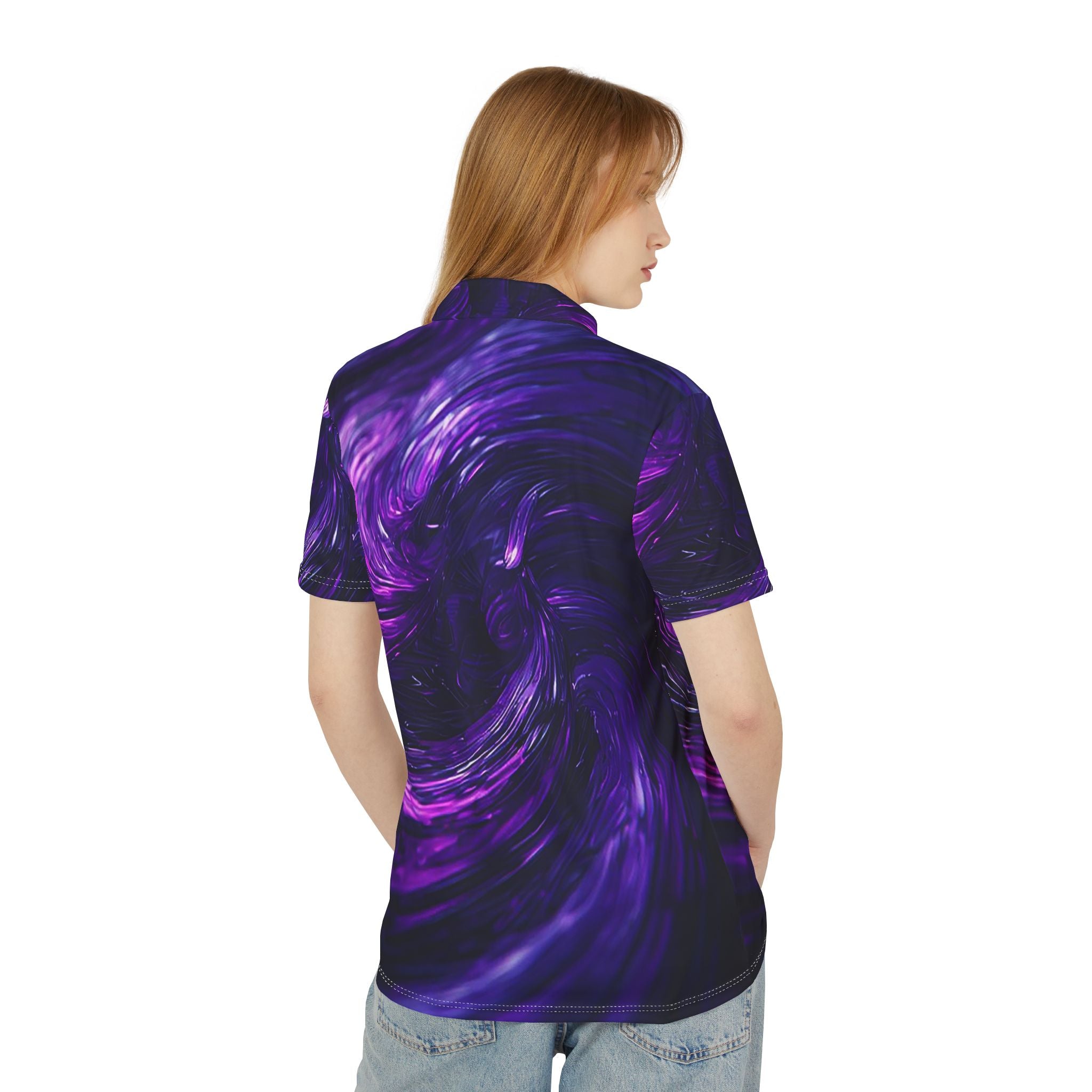 Velvet Vortex Polo – Deep Purple Fluid Energy Shirt