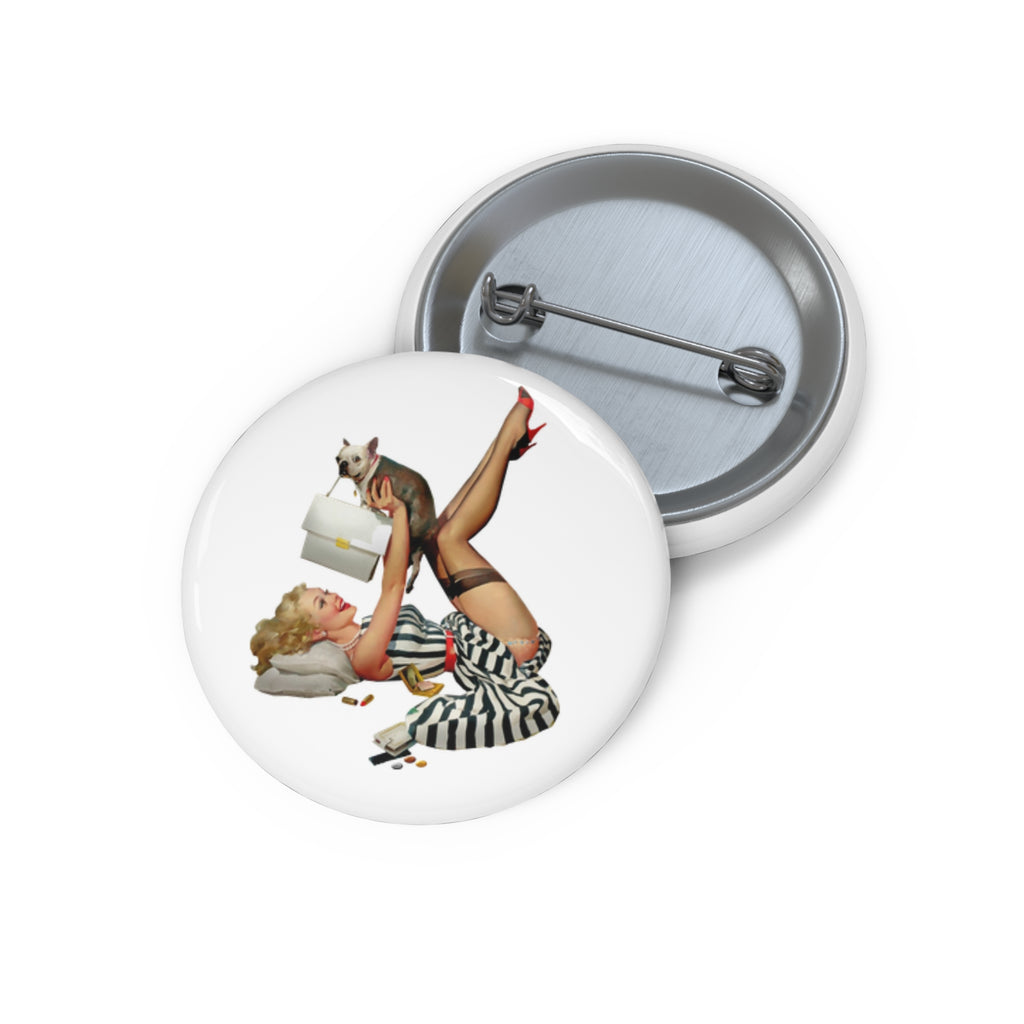 Zebra Print Pin-Up Girl Pin – Retro Vintage Girl Button