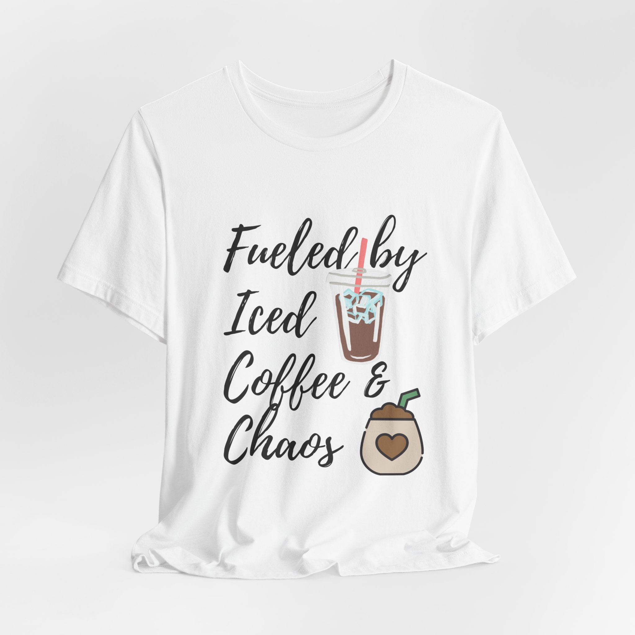 Coffee Lover Unisex T-Shirt - 'Fueled by Iced Coffee & Chaos'