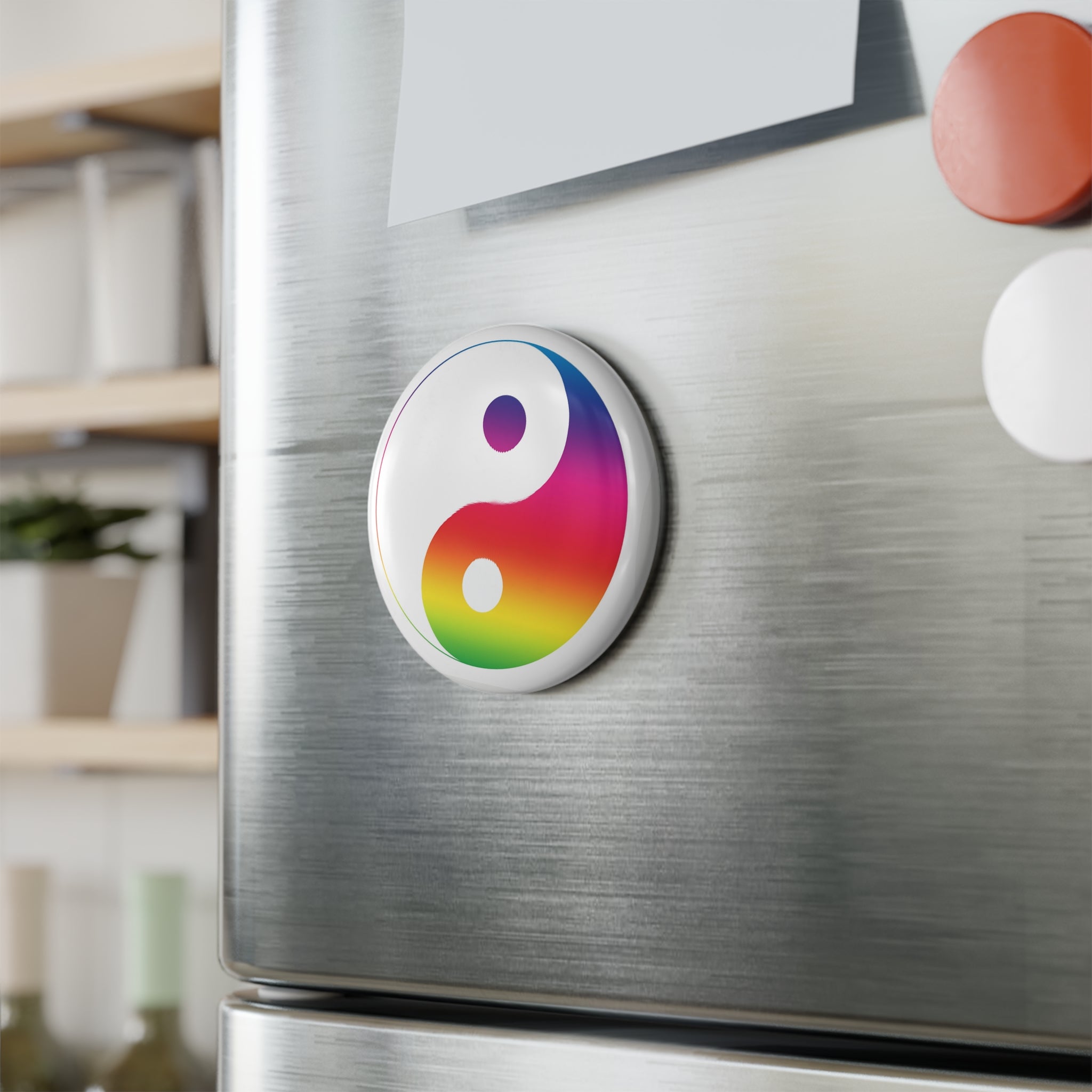 Rainbow Yin Yang Magnet – Balance & Harmony Gradient Design