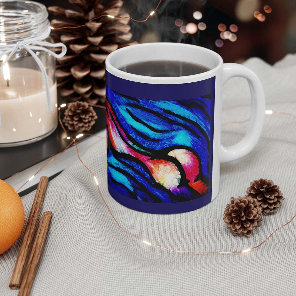 Abstract Wave Art Mug – Bold Color Statement Coffee Cup