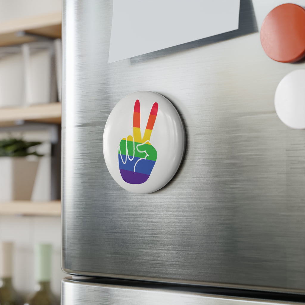 Rainbow Peace Hand Magnet – Pride Symbol Design