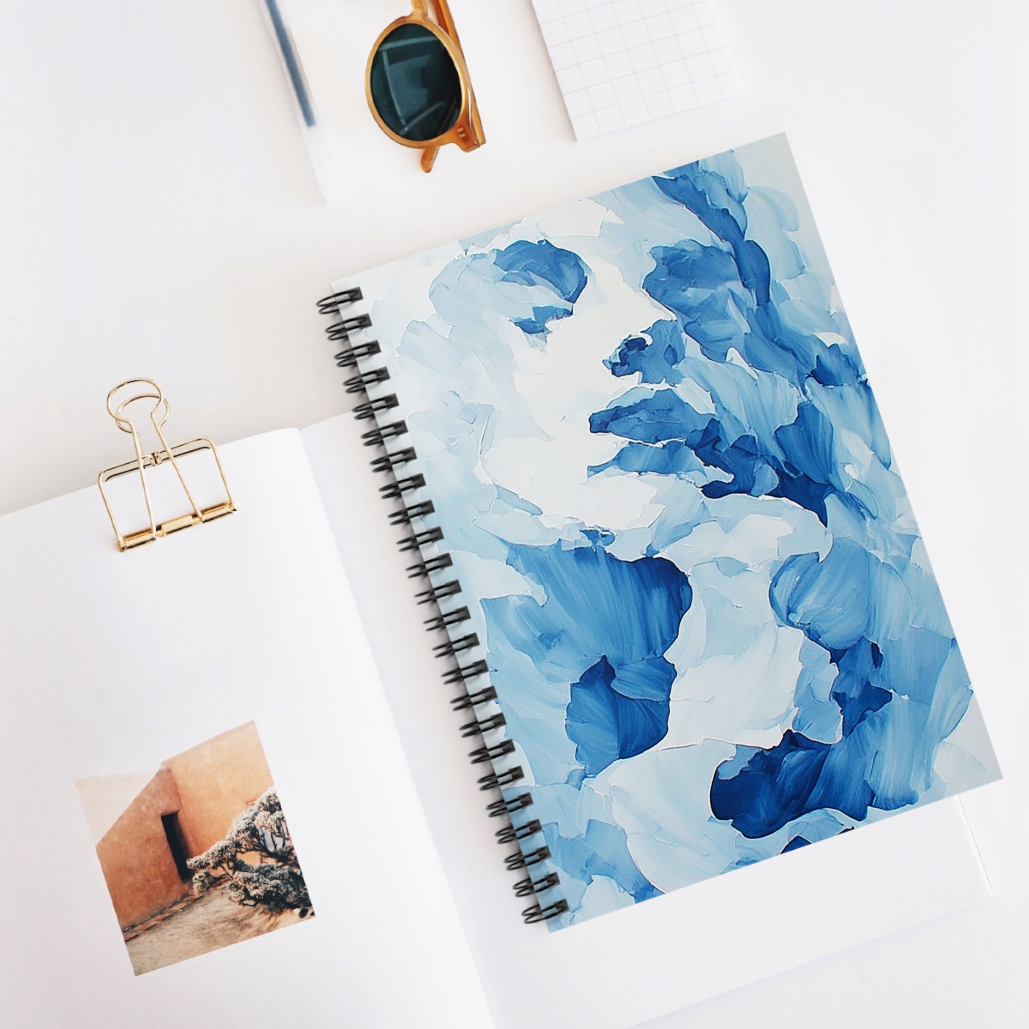 Blue Serenity Spiral Notebook – Soft Abstract Watercolor Journal (6” x 8”)