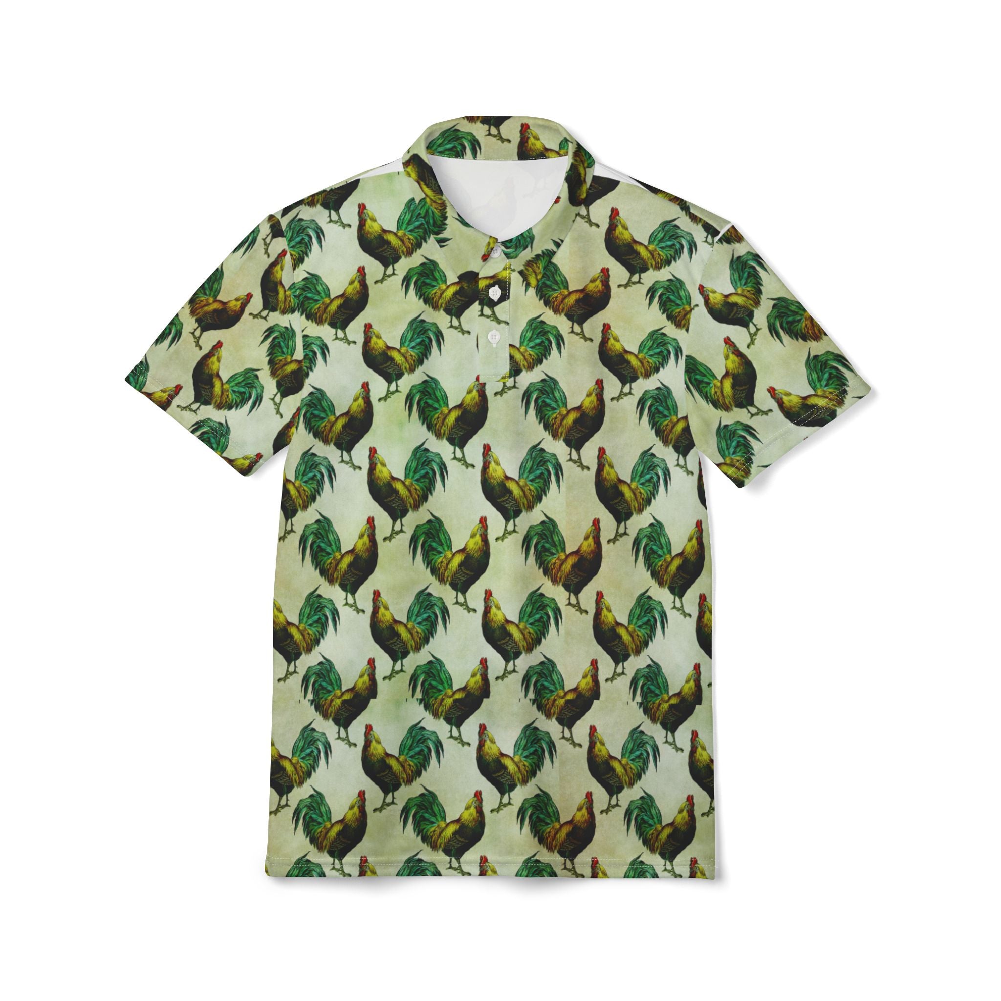 Rooster Parade – Vintage Farmyard Polo Shirt