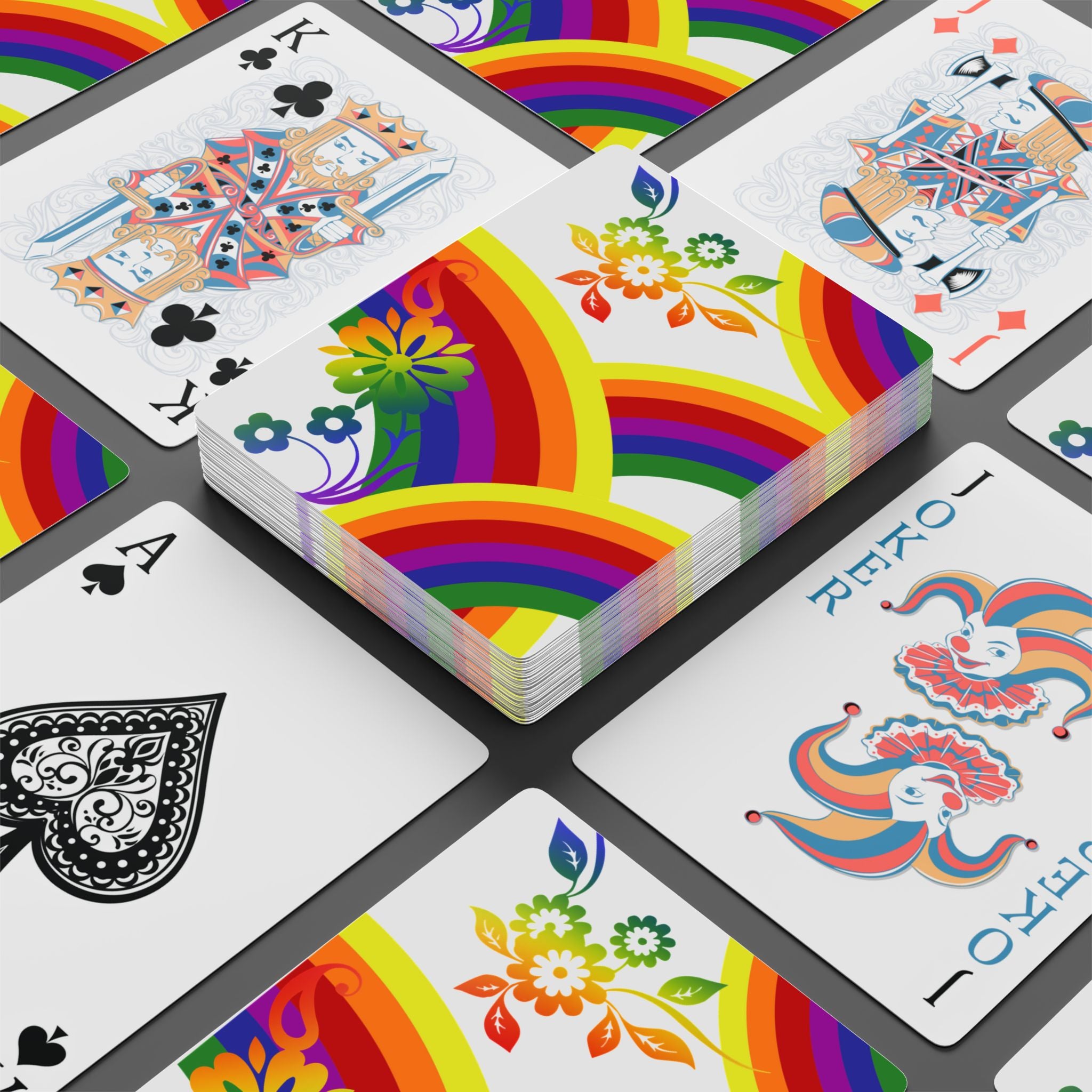 Rainbow Bloom Playing Cards – Vibrant Floral Deck