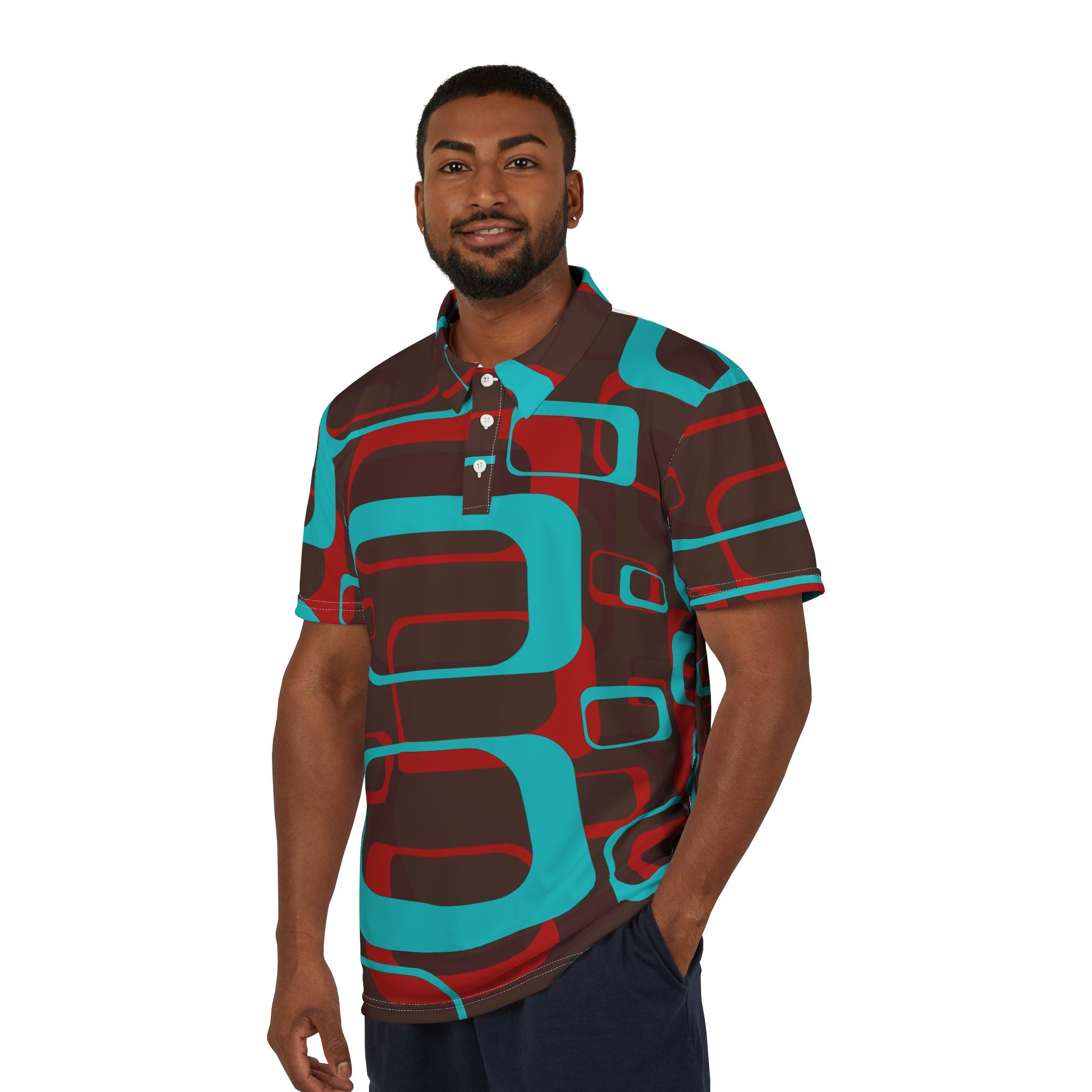 Retro Grid Pop – Geometric Statement Polo