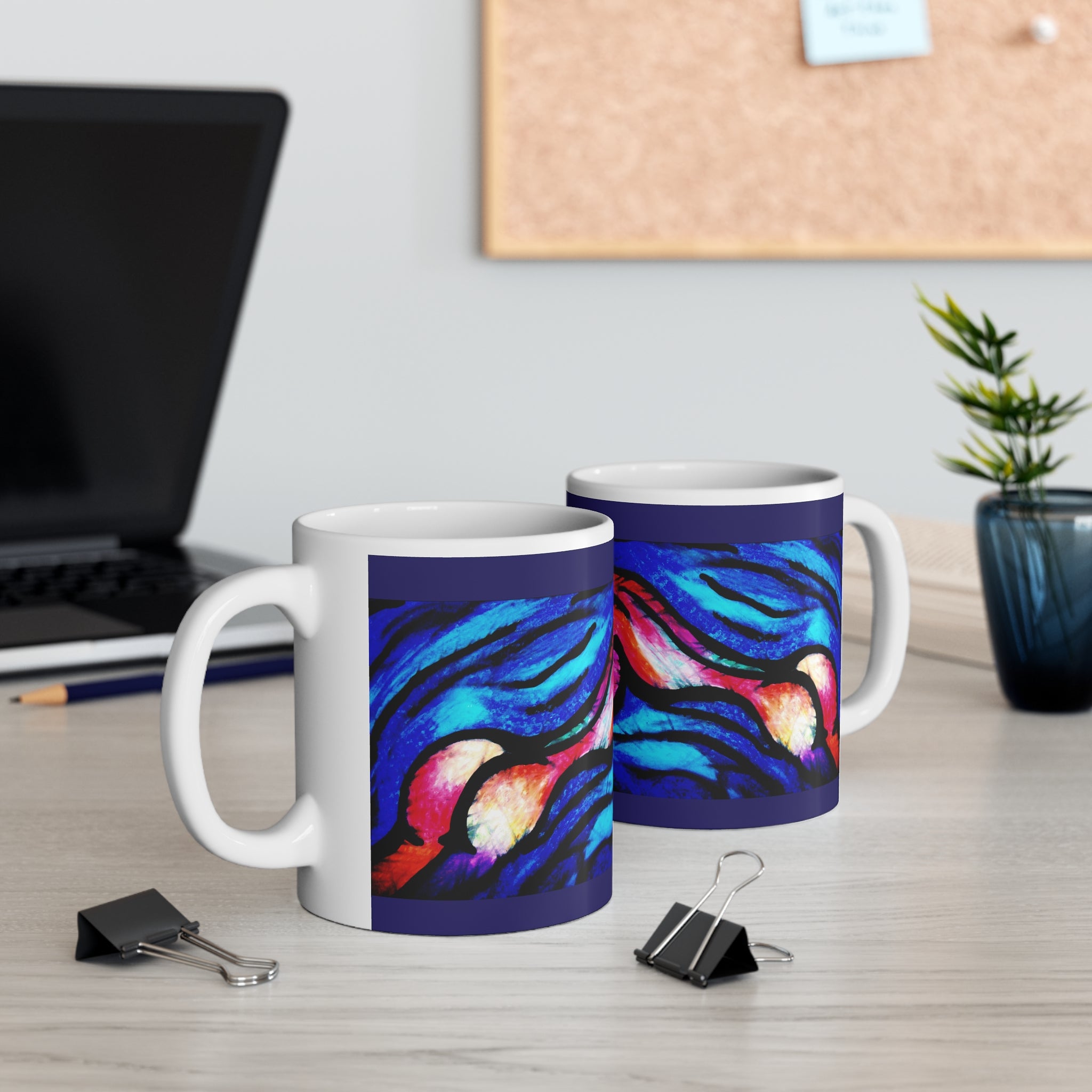 Abstract Wave Art Mug – Bold Color Statement Coffee Cup