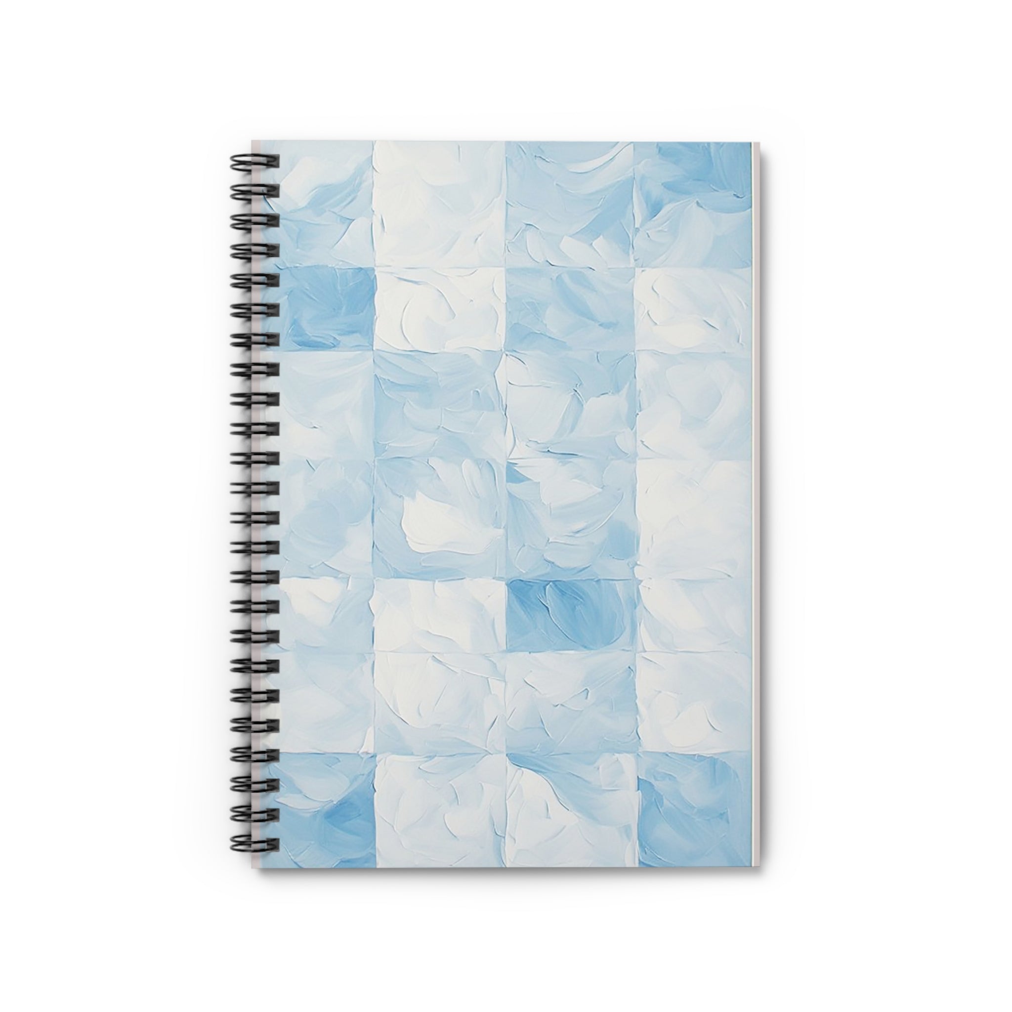 Cloud Tile Spiral Notebook – Soft Blue Minimal Grid Journal (6” x 8”)