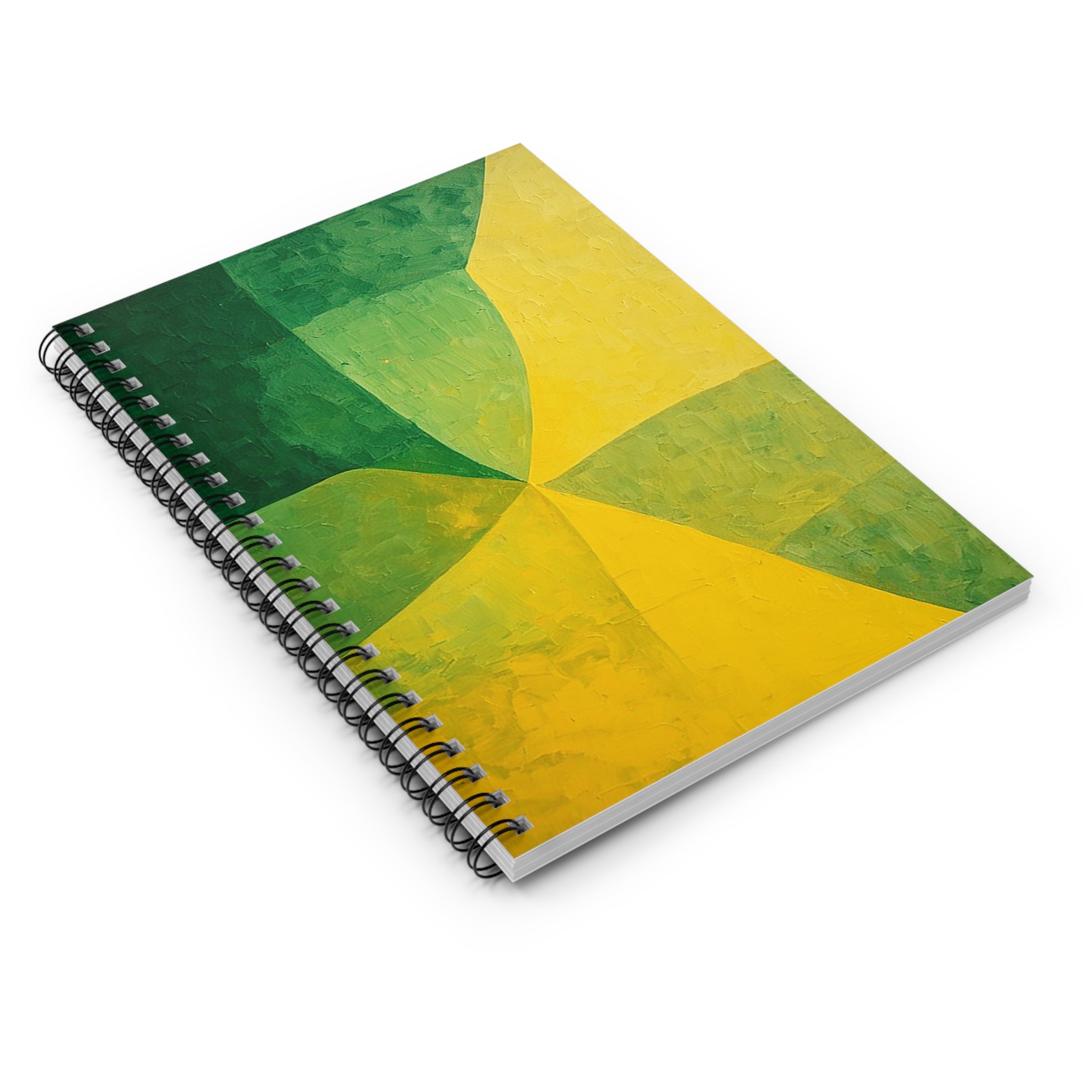 Citrus Flow Spiral Notebook – Green & Gold Abstract Minimal Journal (6” x 8”)
