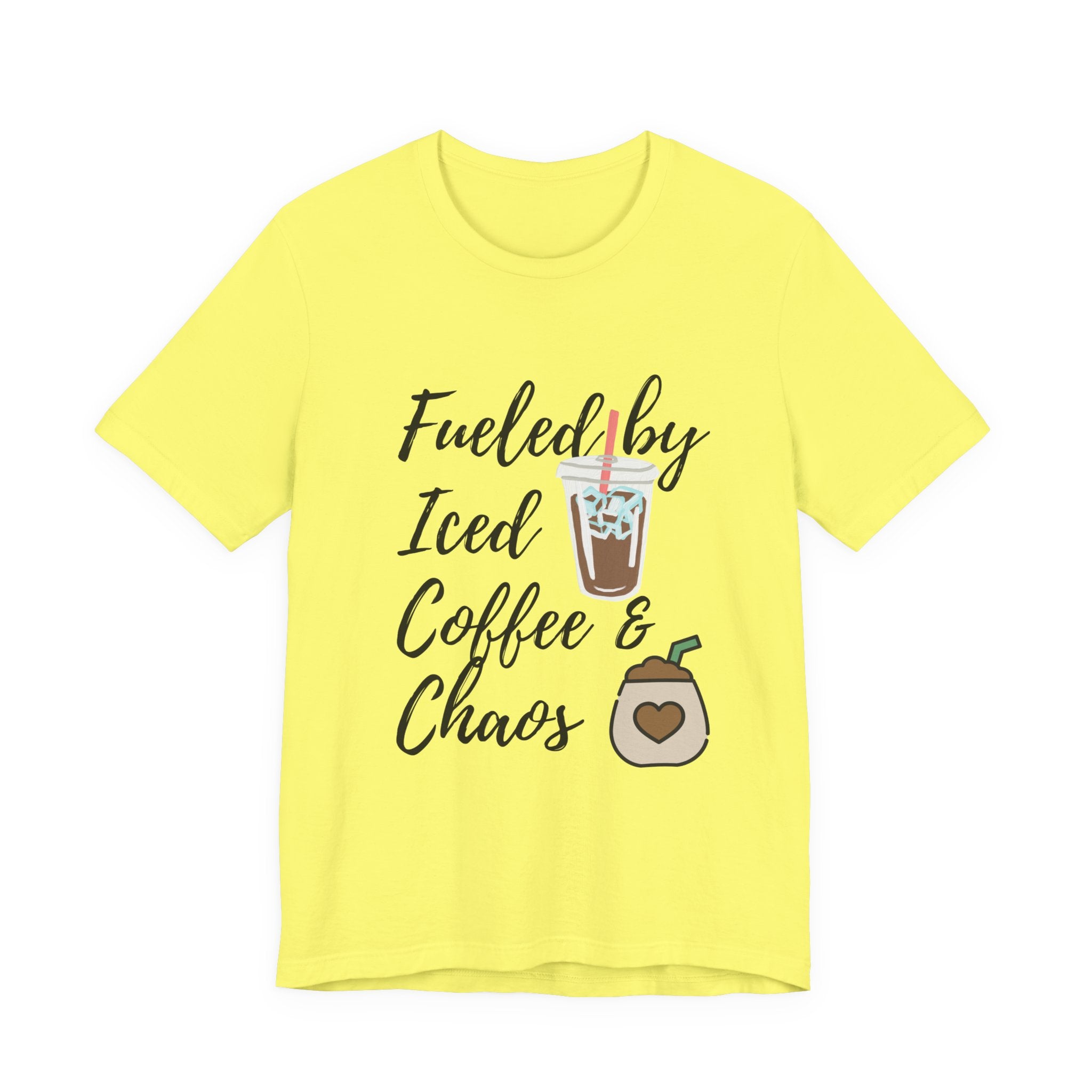 Coffee Lover Unisex T-Shirt - 'Fueled by Iced Coffee & Chaos'