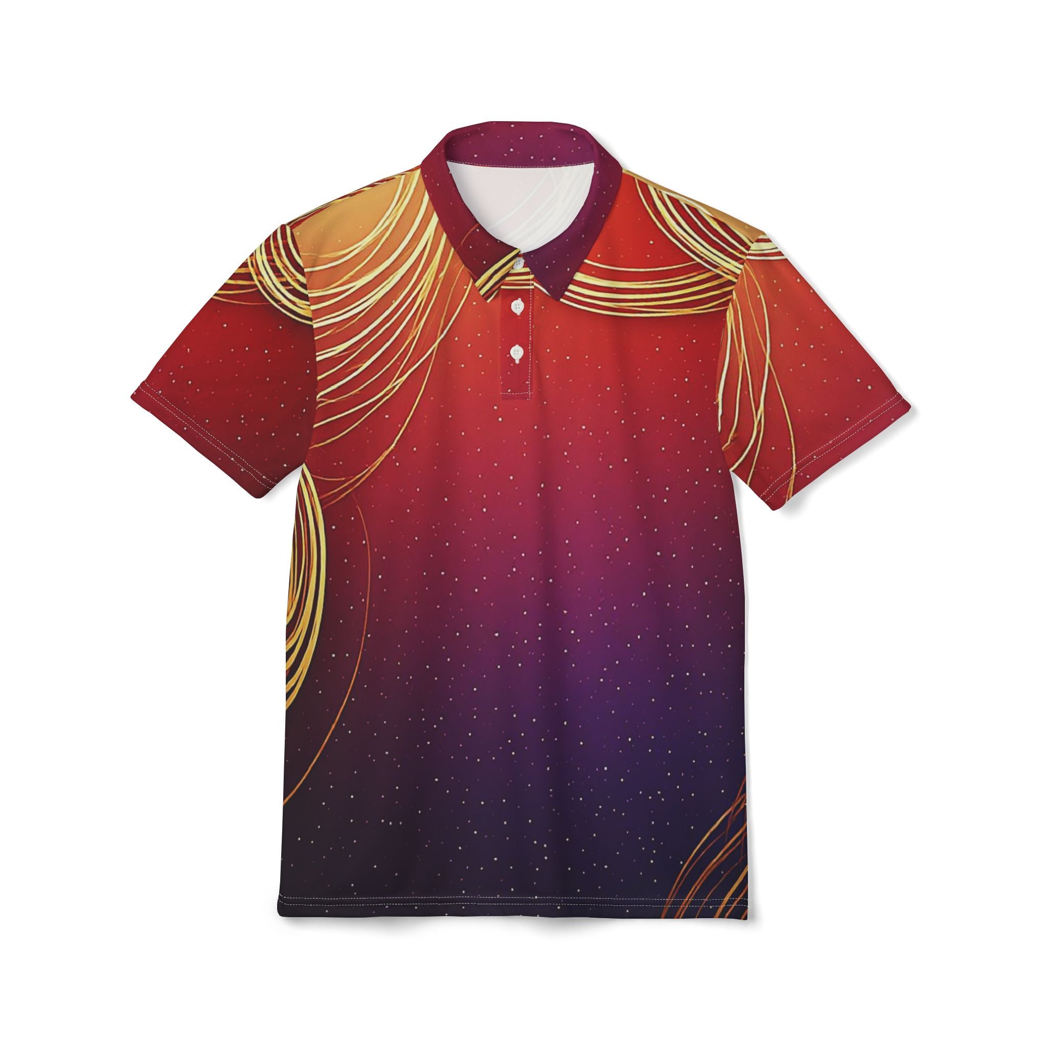 Royal Orbit Polo – Crimson Gold Luxe Shirt