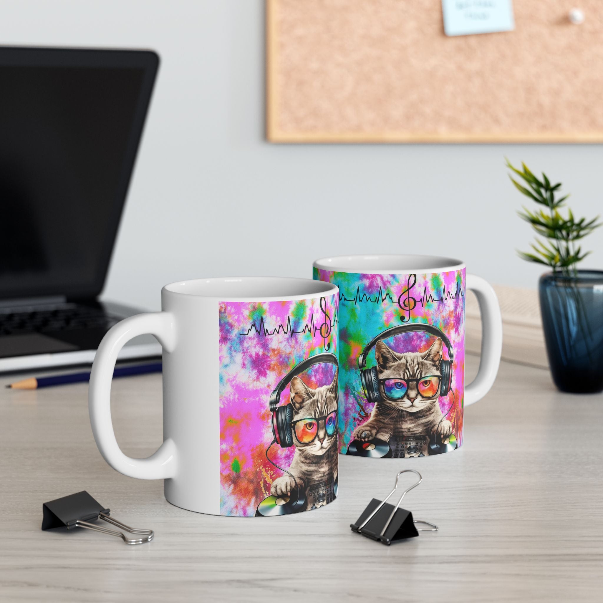 DJ Cat Music Mug – Colorful Beat Lover Coffee Cup
