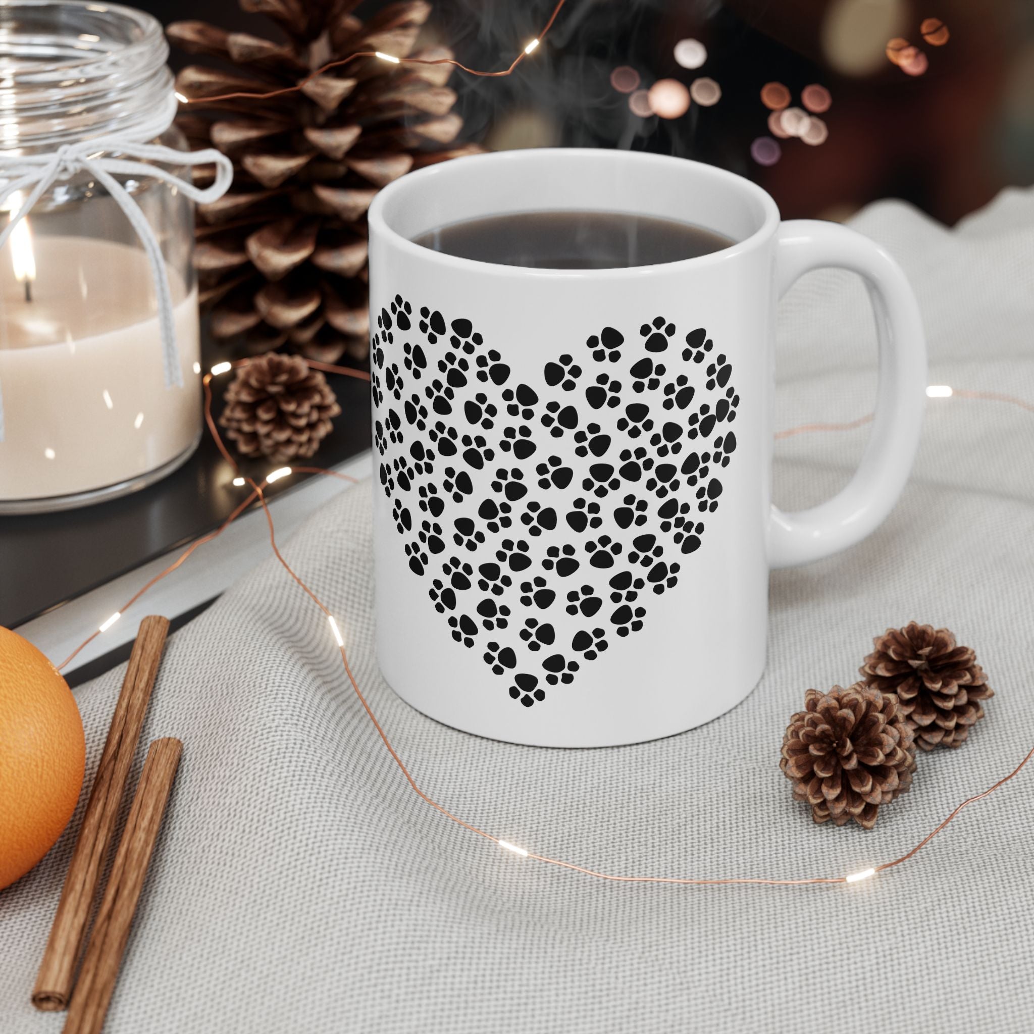 Paw Print Heart Mug – Pet Lover Coffee Cup