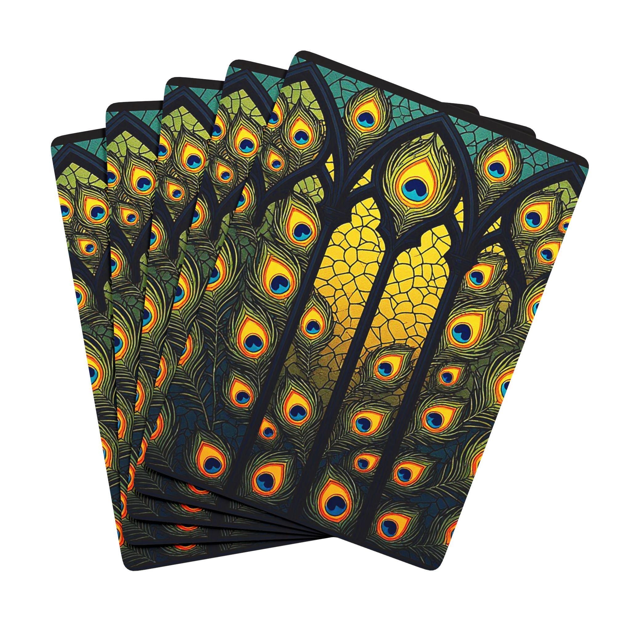 Peacock Cathedral Playing Cards – Stained Glass Luxe Deck