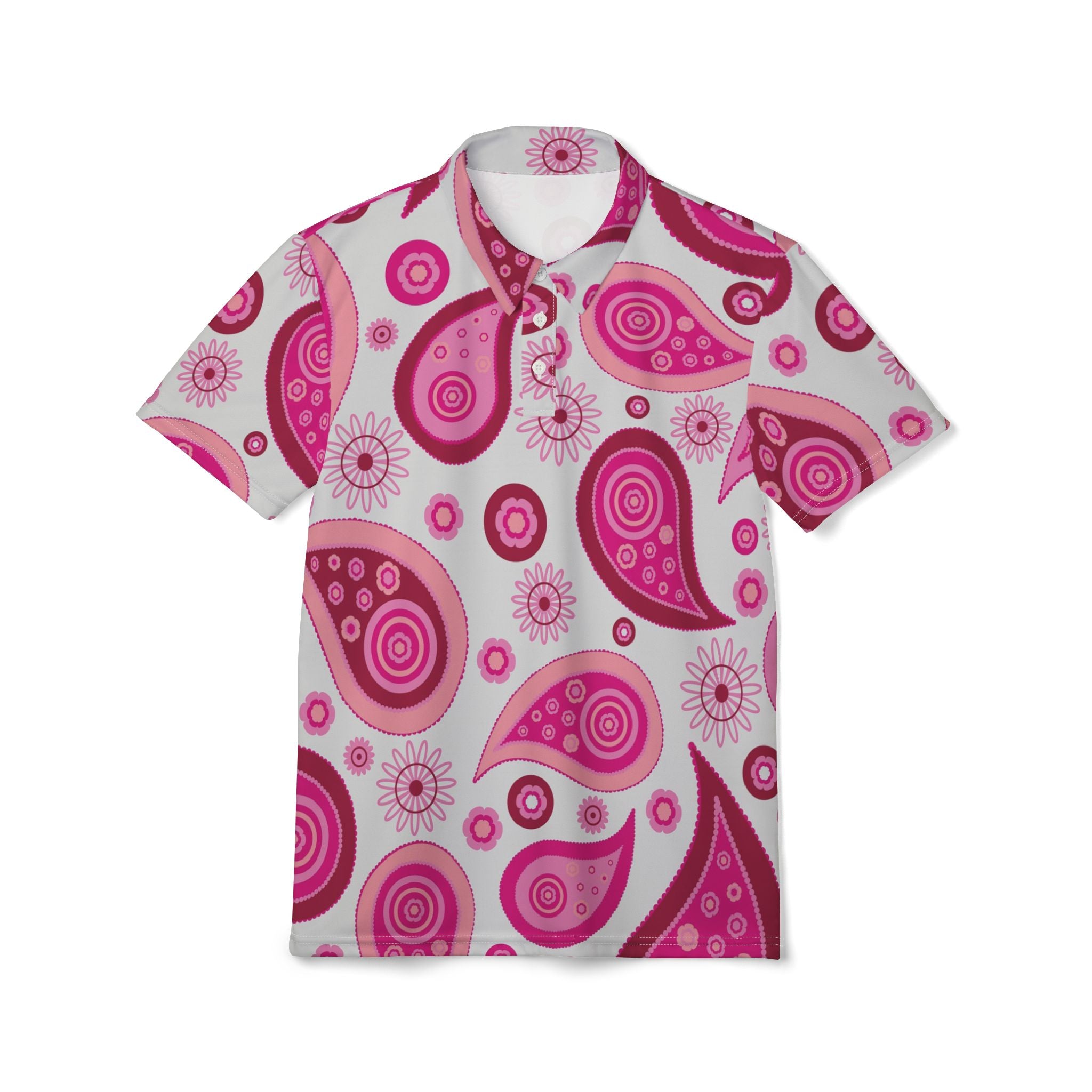 Retro Pink Paisley – Groovy Bloom Polo